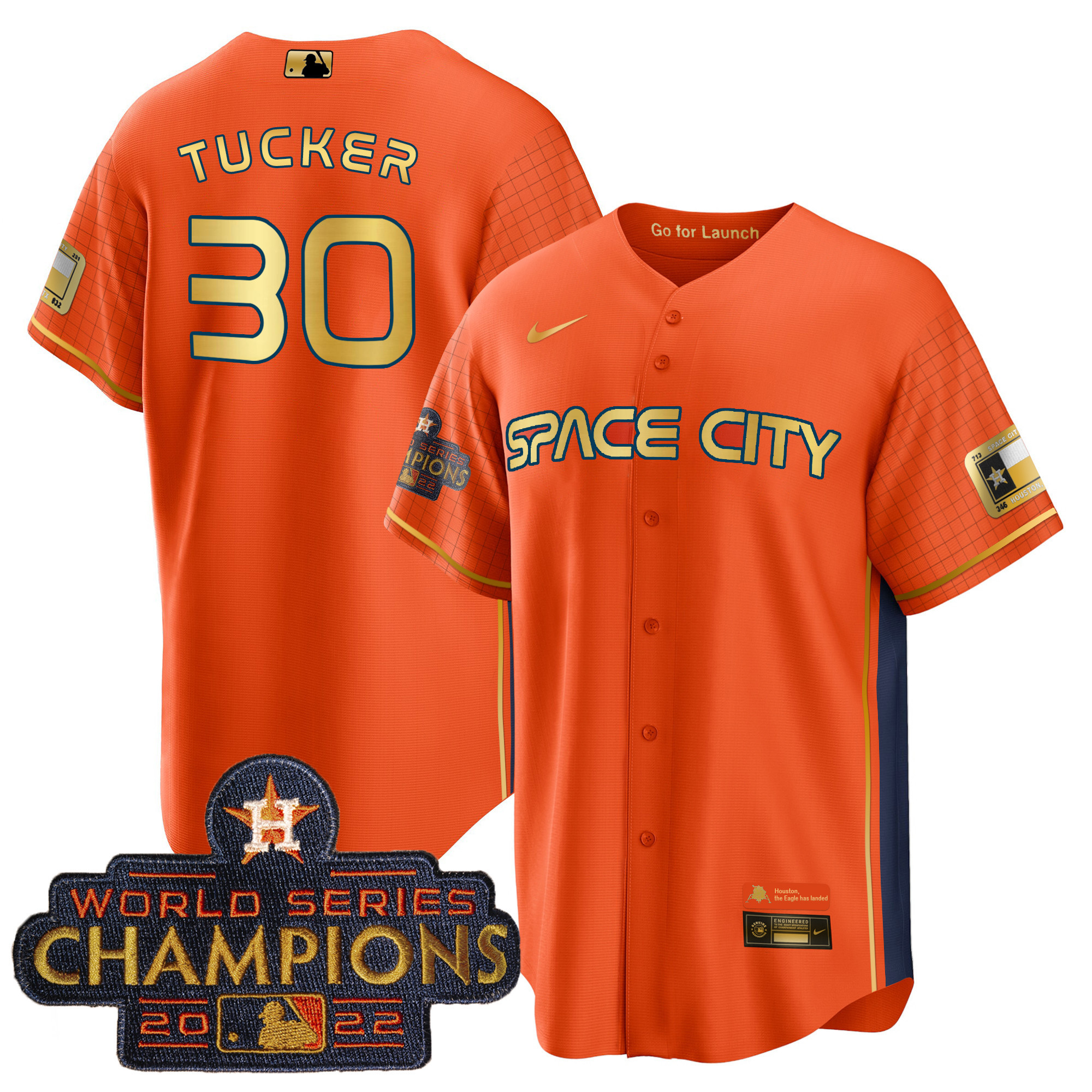 Kyle Tucker Men's Houston Astros 2023 Space City Champions Cool Special Orange Jersey - All Stitched