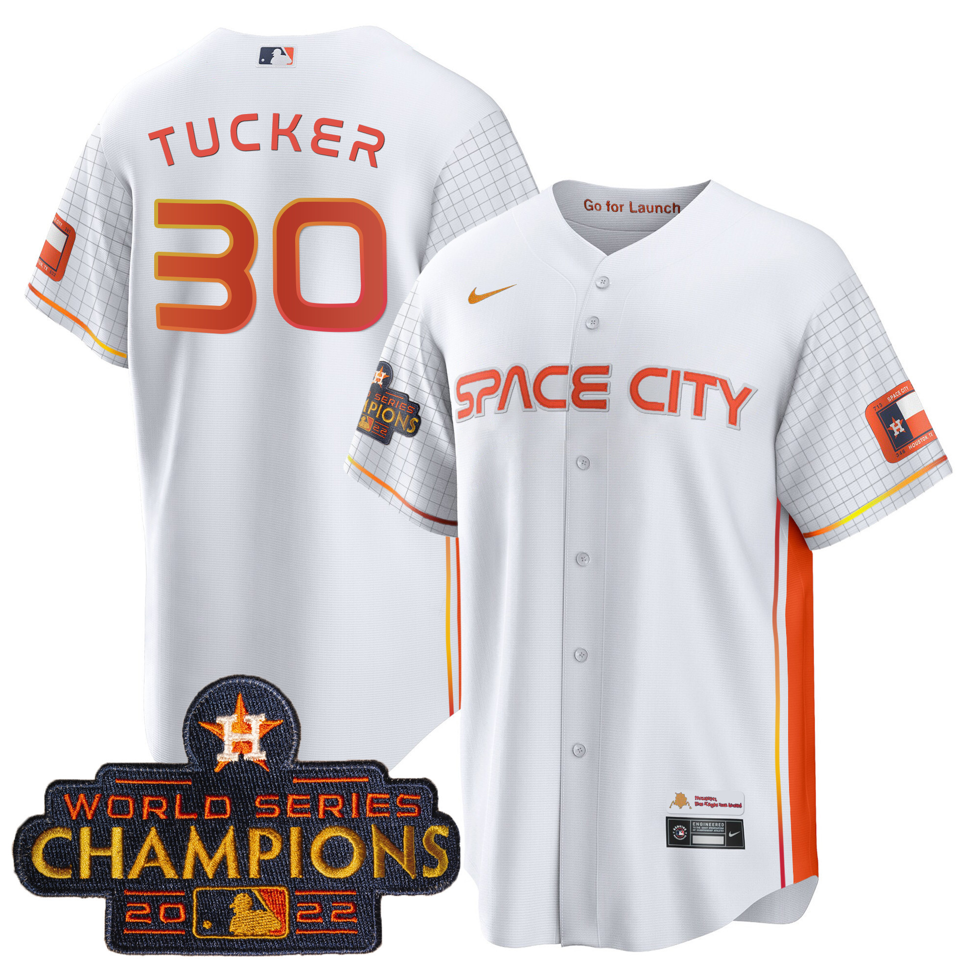 Kyle Tucker Men's Houston Astros 2023 Space City Champions Cool Special White Jersey - All Stitched