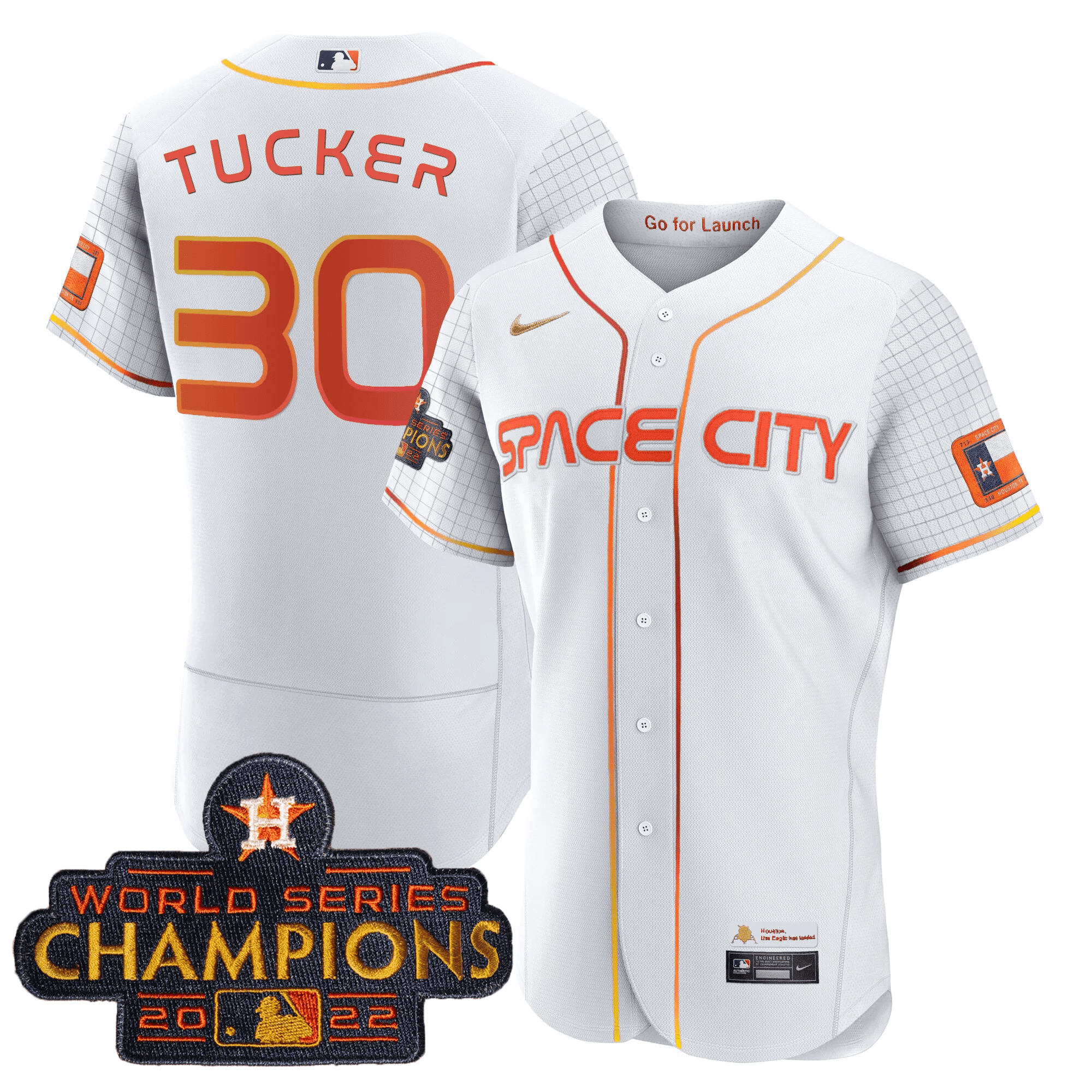 Kyle Tucker Men's Houston Astros 2023 Space City Champions Flex White Jersey - All Stitched