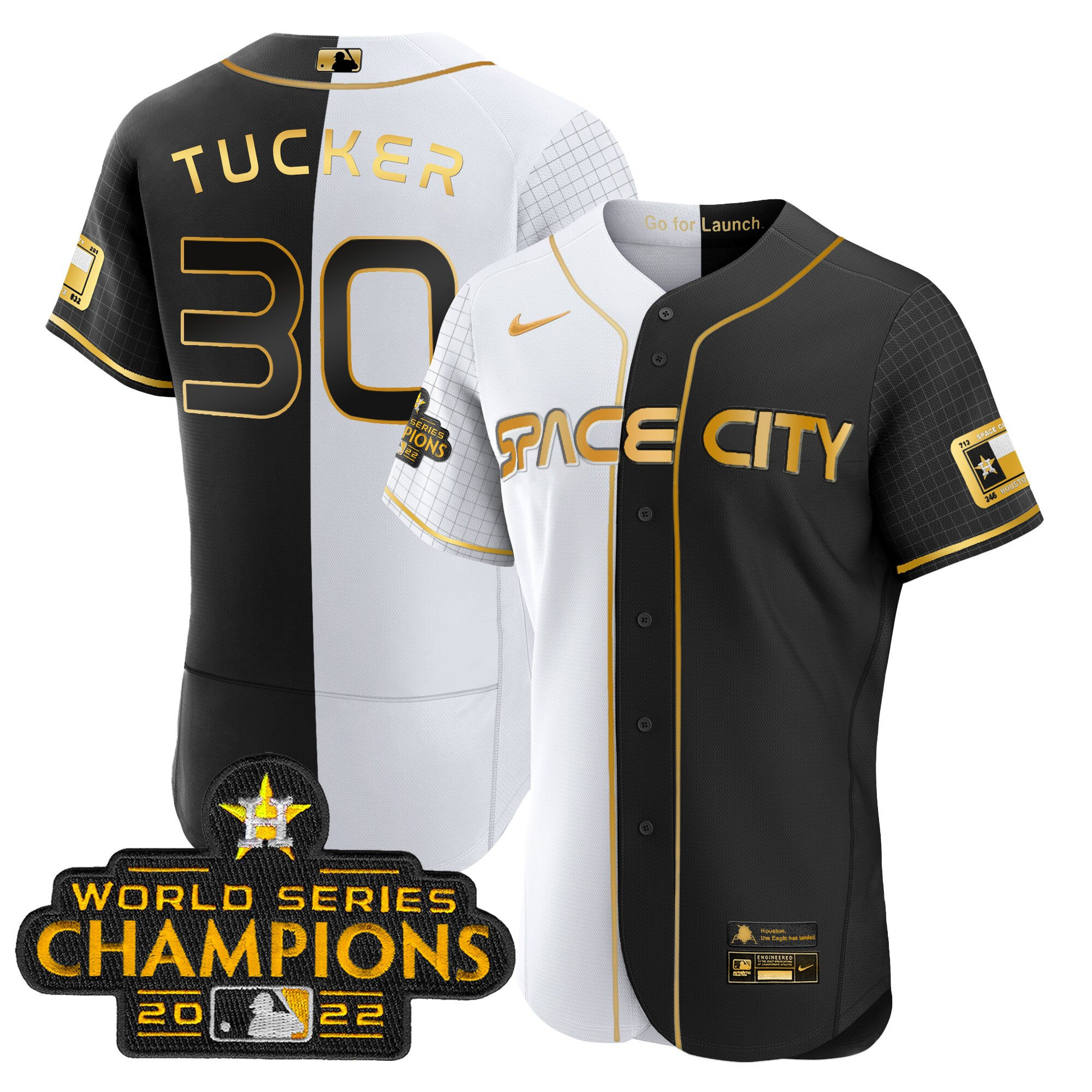Kyle Tucker Men's Houston Astros 2023 Space City Champions Gold Split Flex Gold Jersey - All Stitched