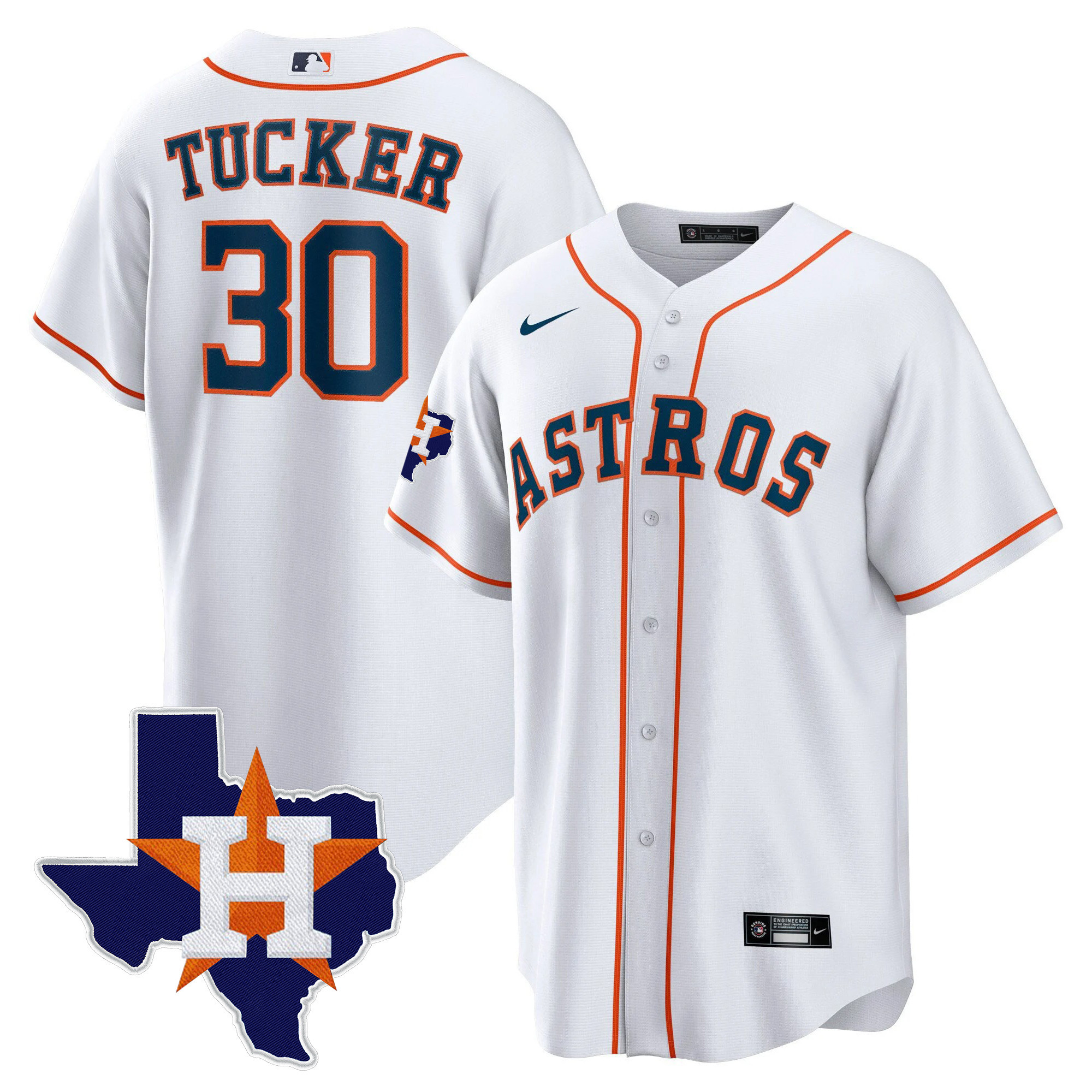 Kyle Tucker Men's Houston Astros 2024 Gold - Texas Patch Cool Home Jersey - All Stitched