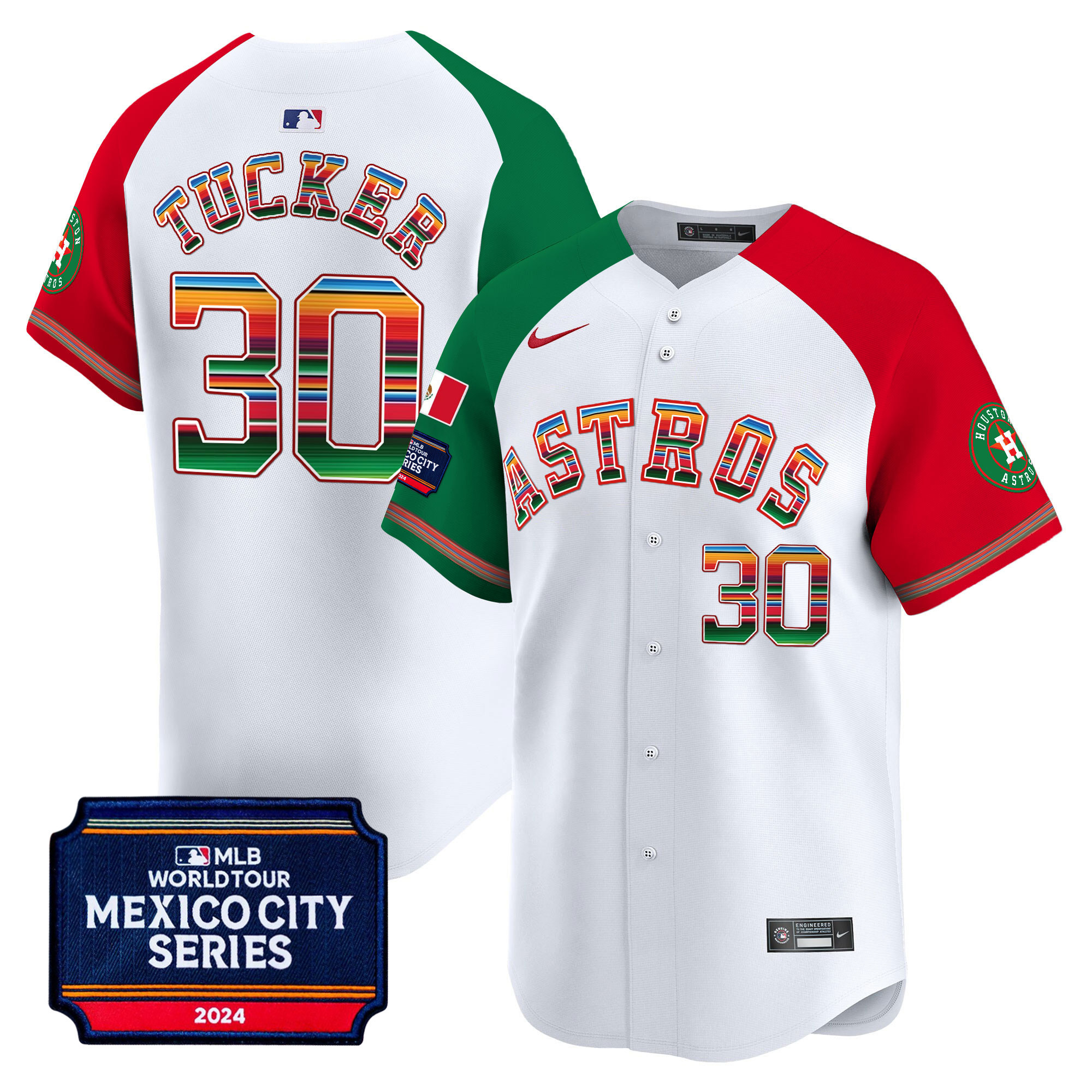 Kyle Tucker Men's Houston Astros 2024 Mexico City Series Patch Vapor Premier Limited Alternate Jersey - All Stitched