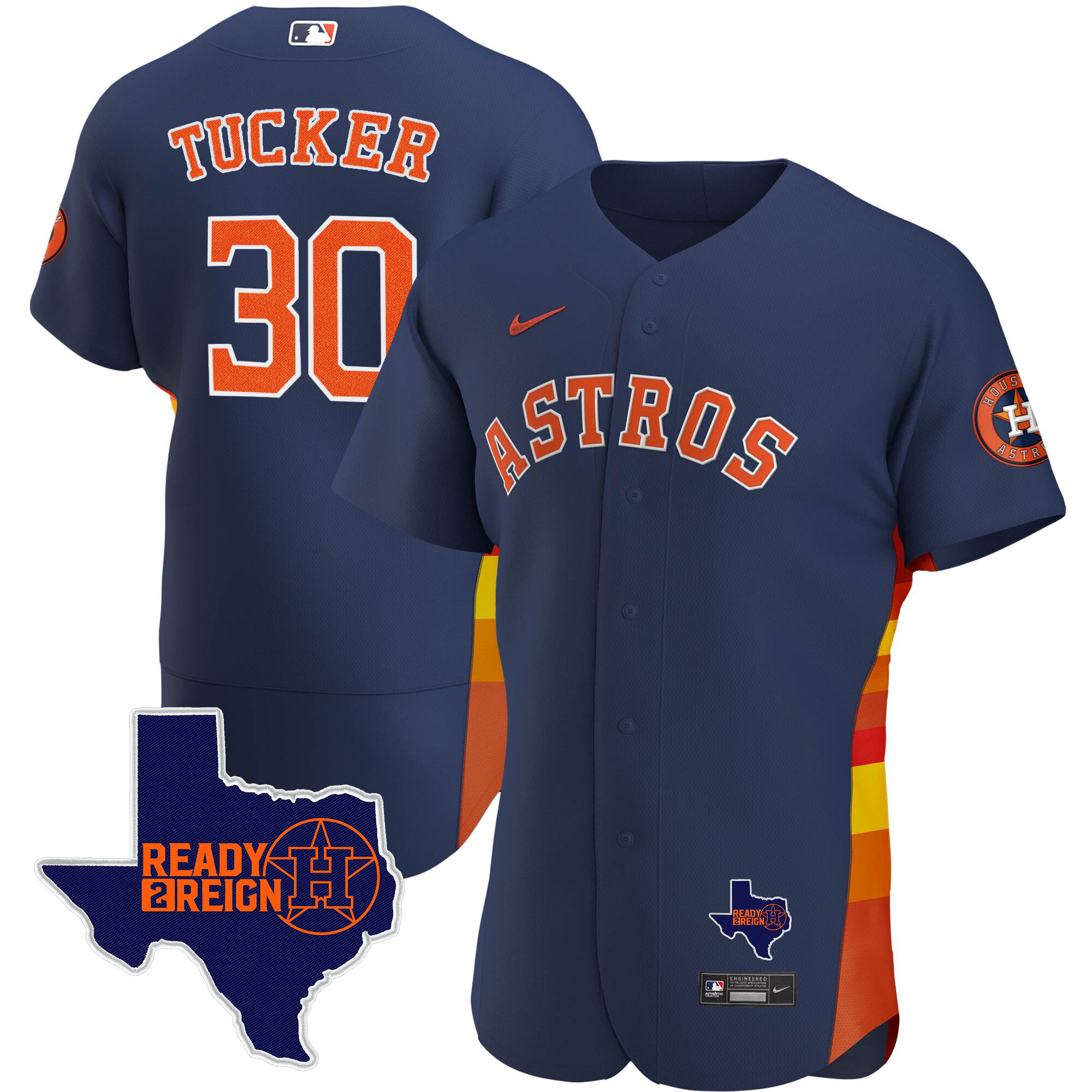 Kyle Tucker Men's Houston Astros 2024 Ready 2 Reign Flex Base Navy Jersey - All Stitched