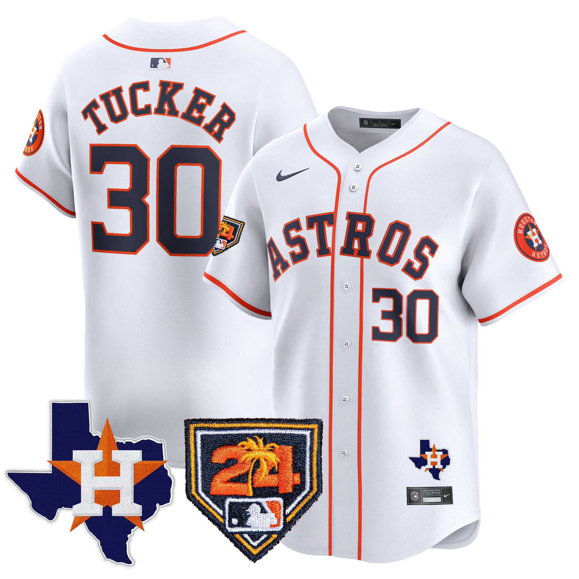 Kyle Tucker Men's Houston Astros 2024 Spring Training & Texas Patch Vapor Premier Limited Home Jersey - All Stitched