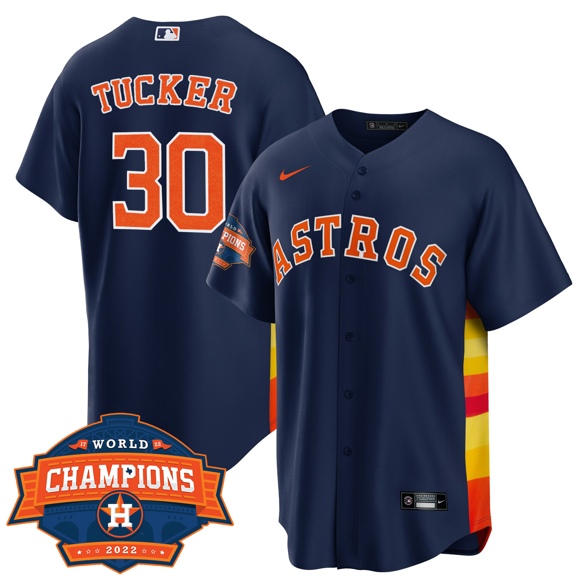 Kyle Tucker Men's Houston Astros Alternate Navy 2022 Champions Limited Player Cool Base Jersey - All Stitched