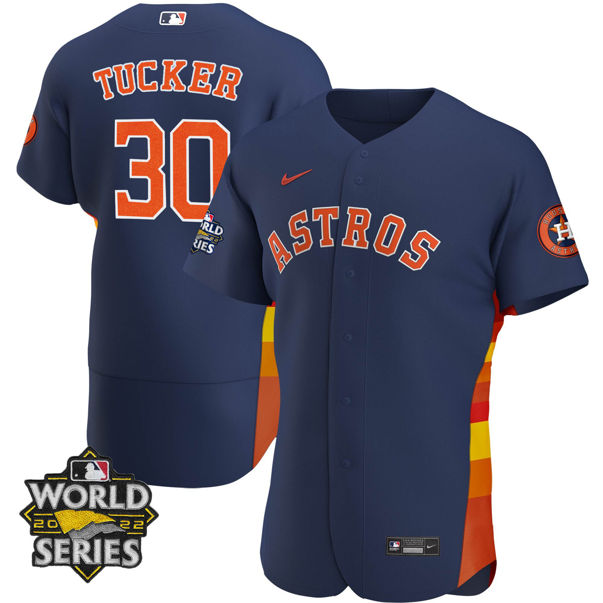 Kyle Tucker Men's Houston Astros Alternate Navy 2022 World Series Player Flex Base Jersey - All Stitched
