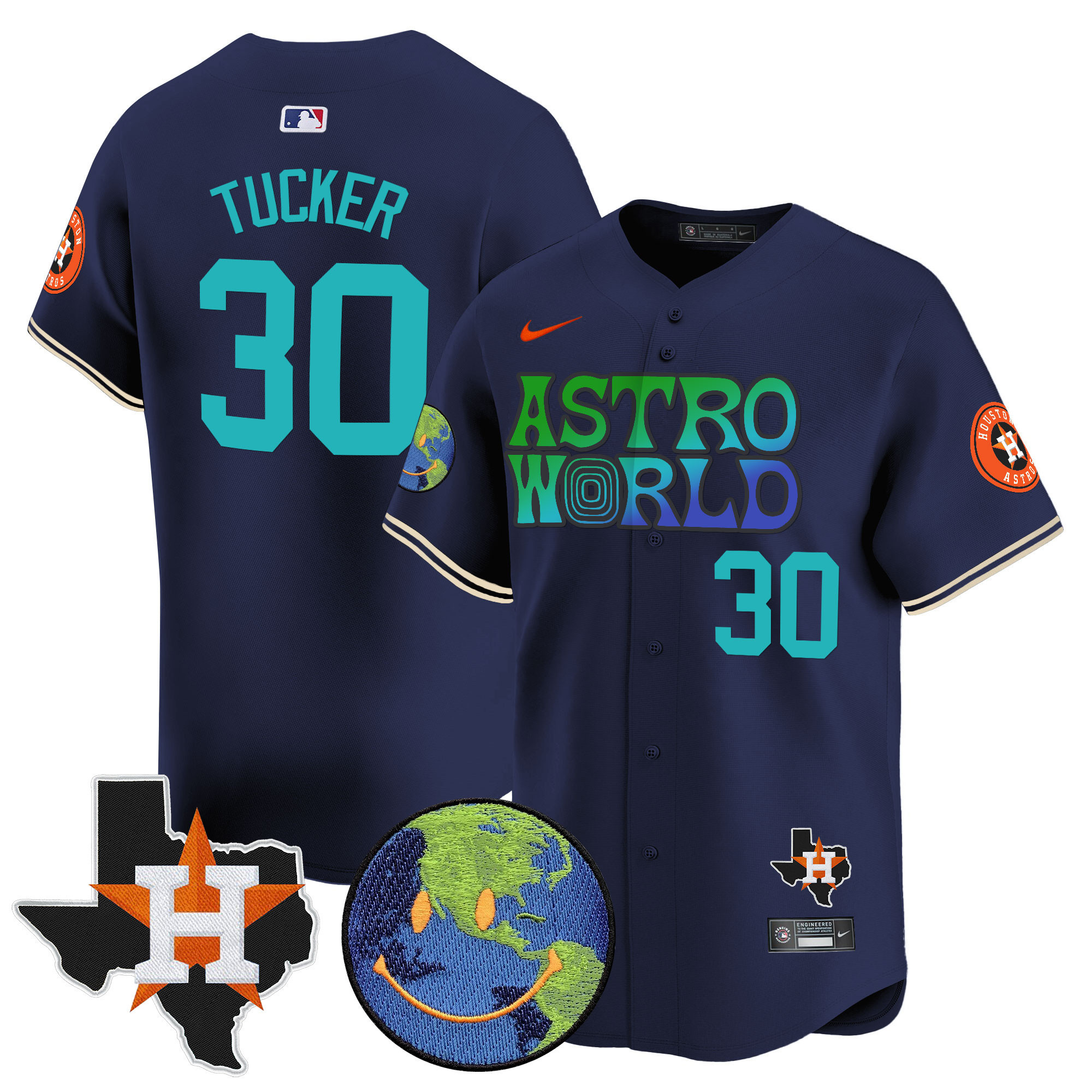 Kyle Tucker Men's Houston Astros Cactus Jack Astro World Vapor Premier Limited Navy Jersey - All Stitched