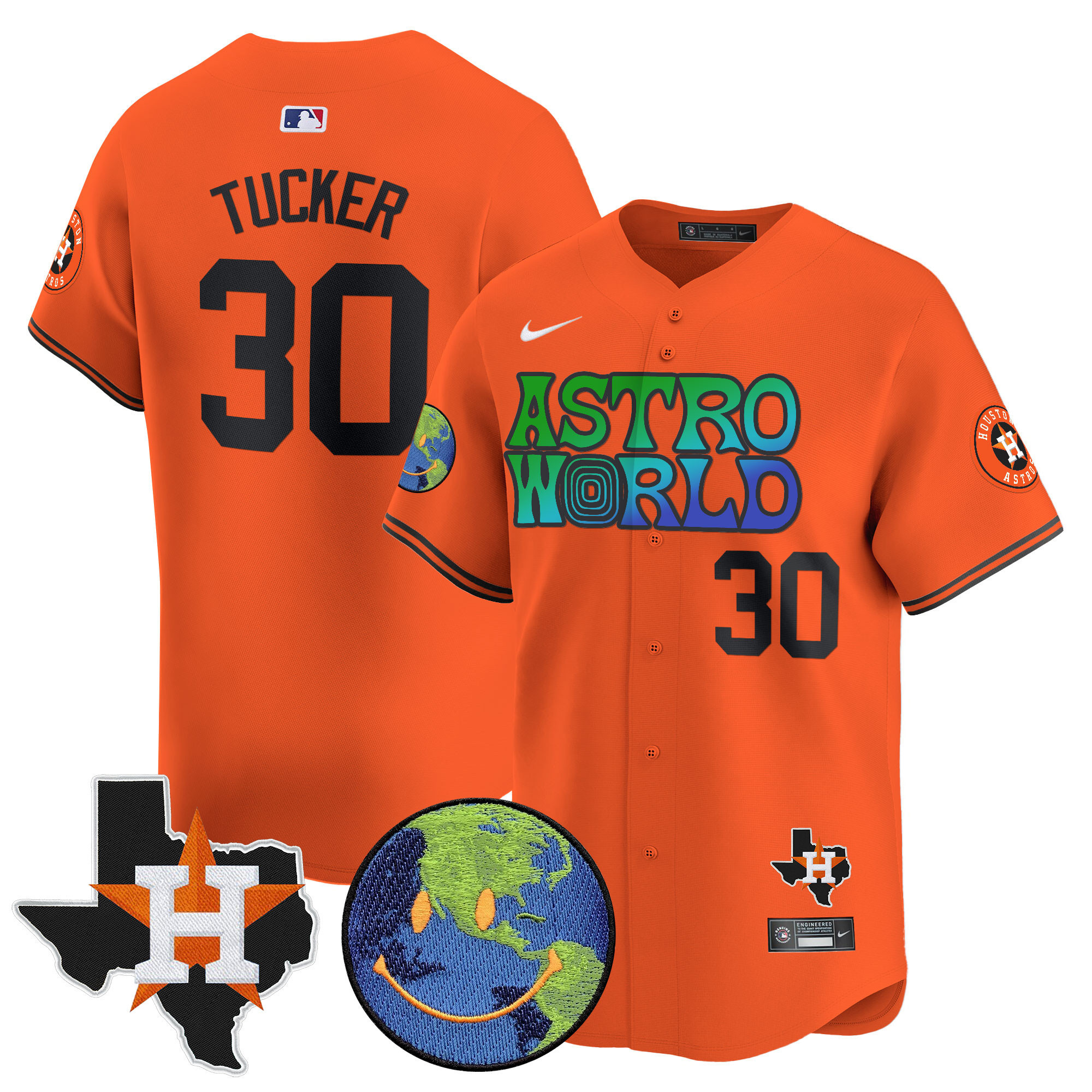 Kyle Tucker Men's Houston Astros Cactus Jack Astro World Vapor Premier Limited Orange Jersey - All Stitched