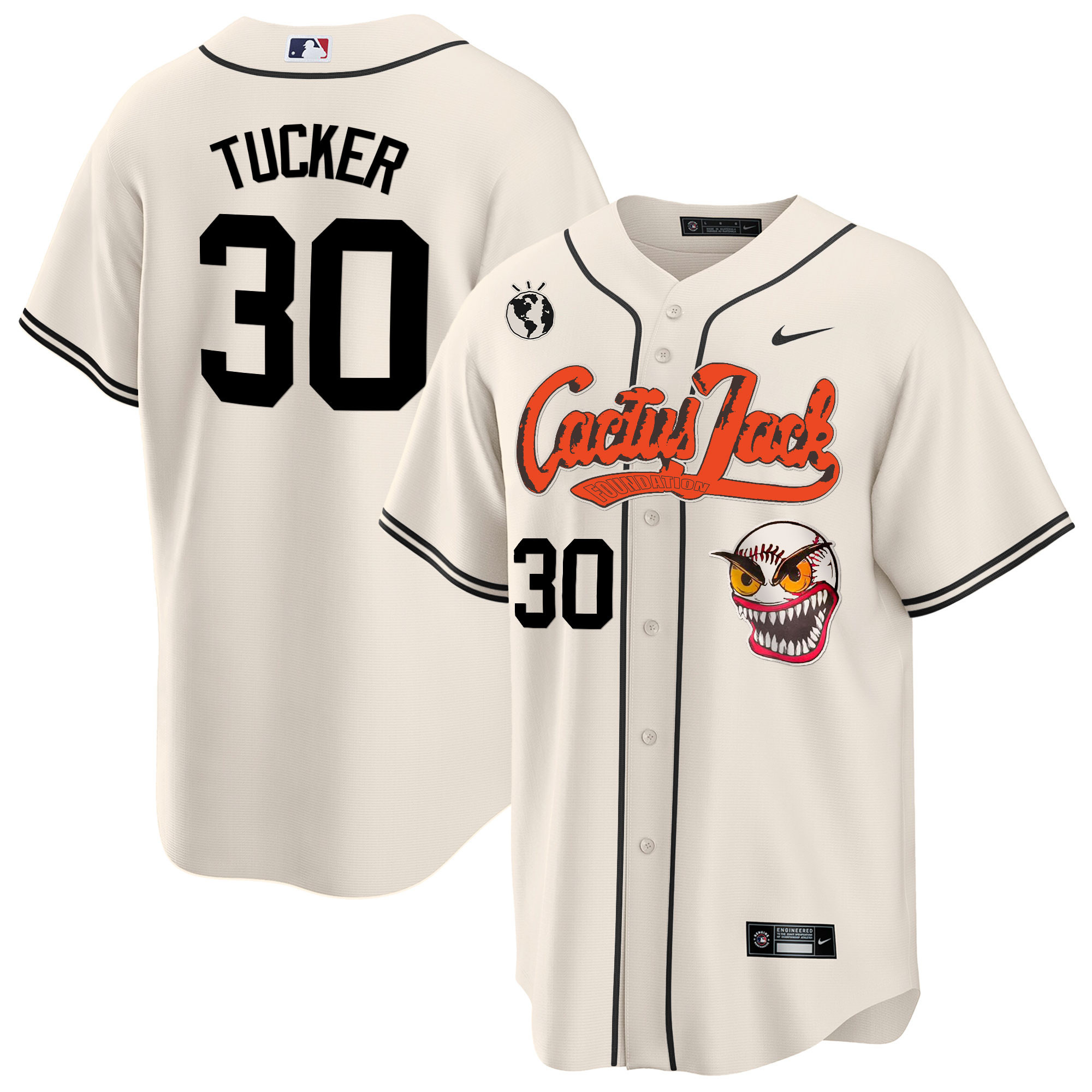 Kyle Tucker Men's Houston Astros Cactus Jack Cool Base Cream Jersey - All Stitched