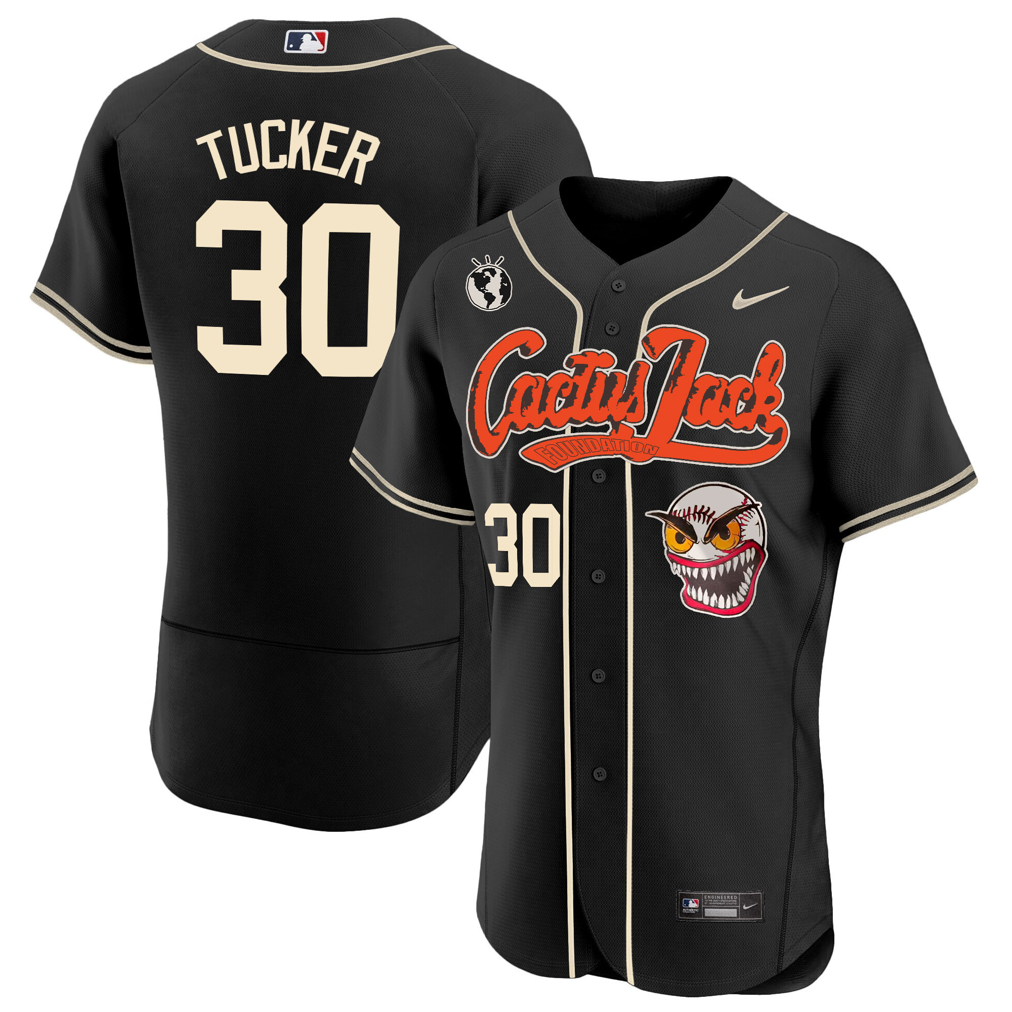 Kyle Tucker Men's Houston Astros Cactus Jack Flex Base Black Jersey - All Stitched