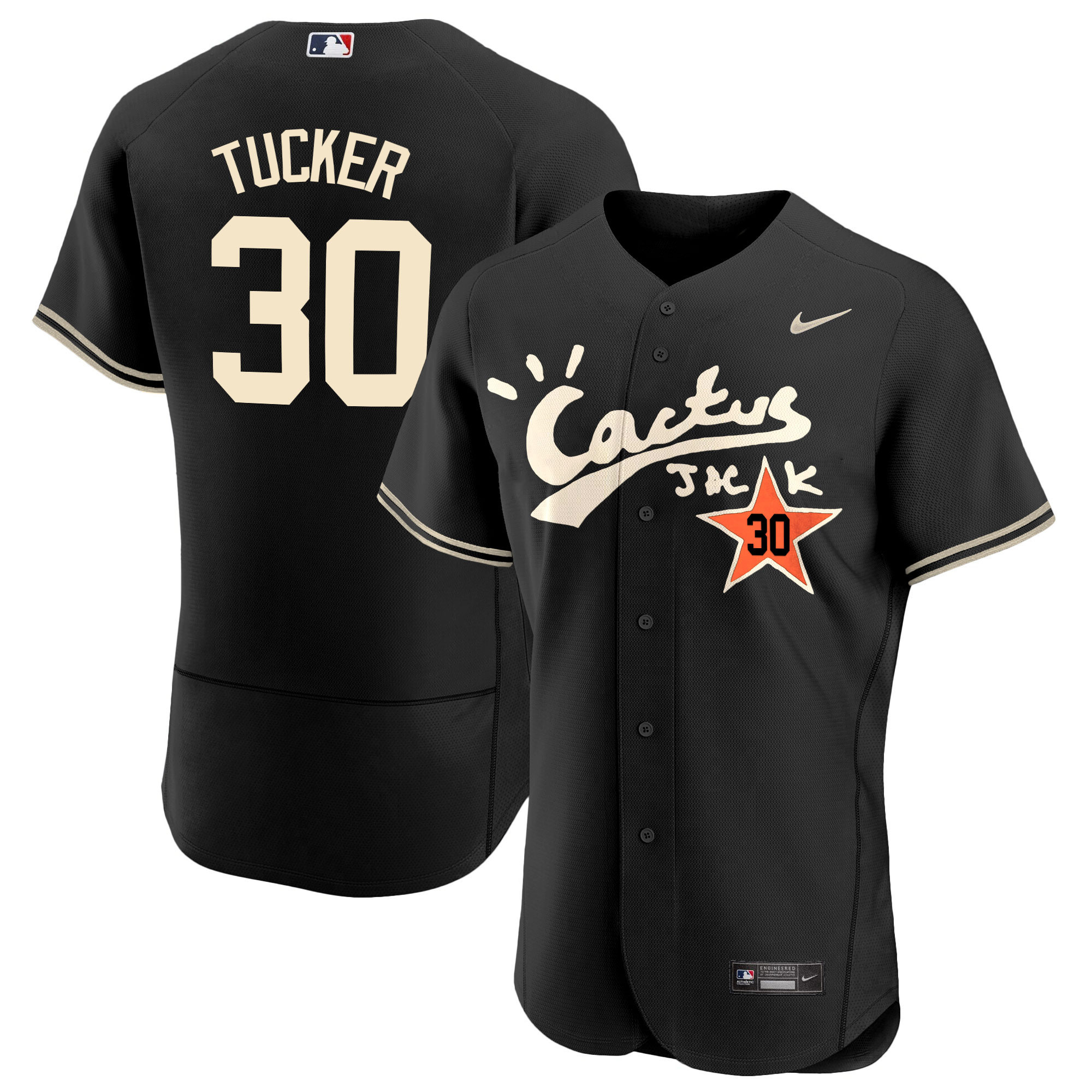 Kyle Tucker Men's Houston Astros Cactus Jack Flex Base V2 Black Jersey - All Stitched