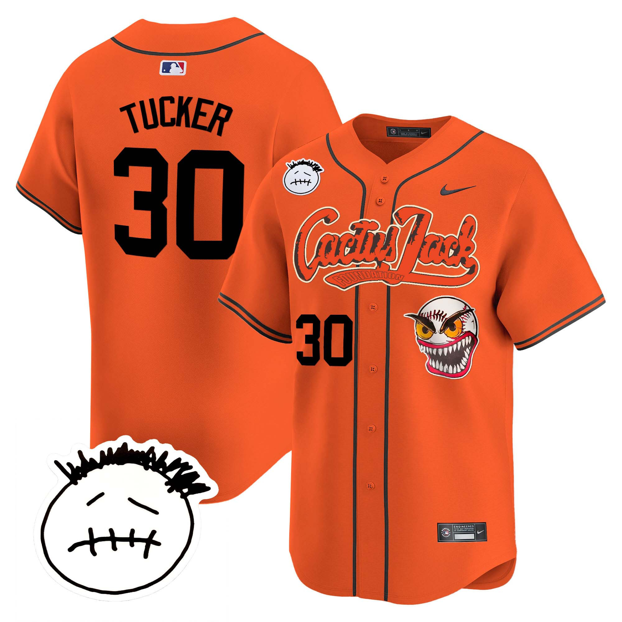 Kyle Tucker Men's Houston Astros Cactus Jack Patch Vapor Premier Limited V3 Orange Jersey - All Stitched