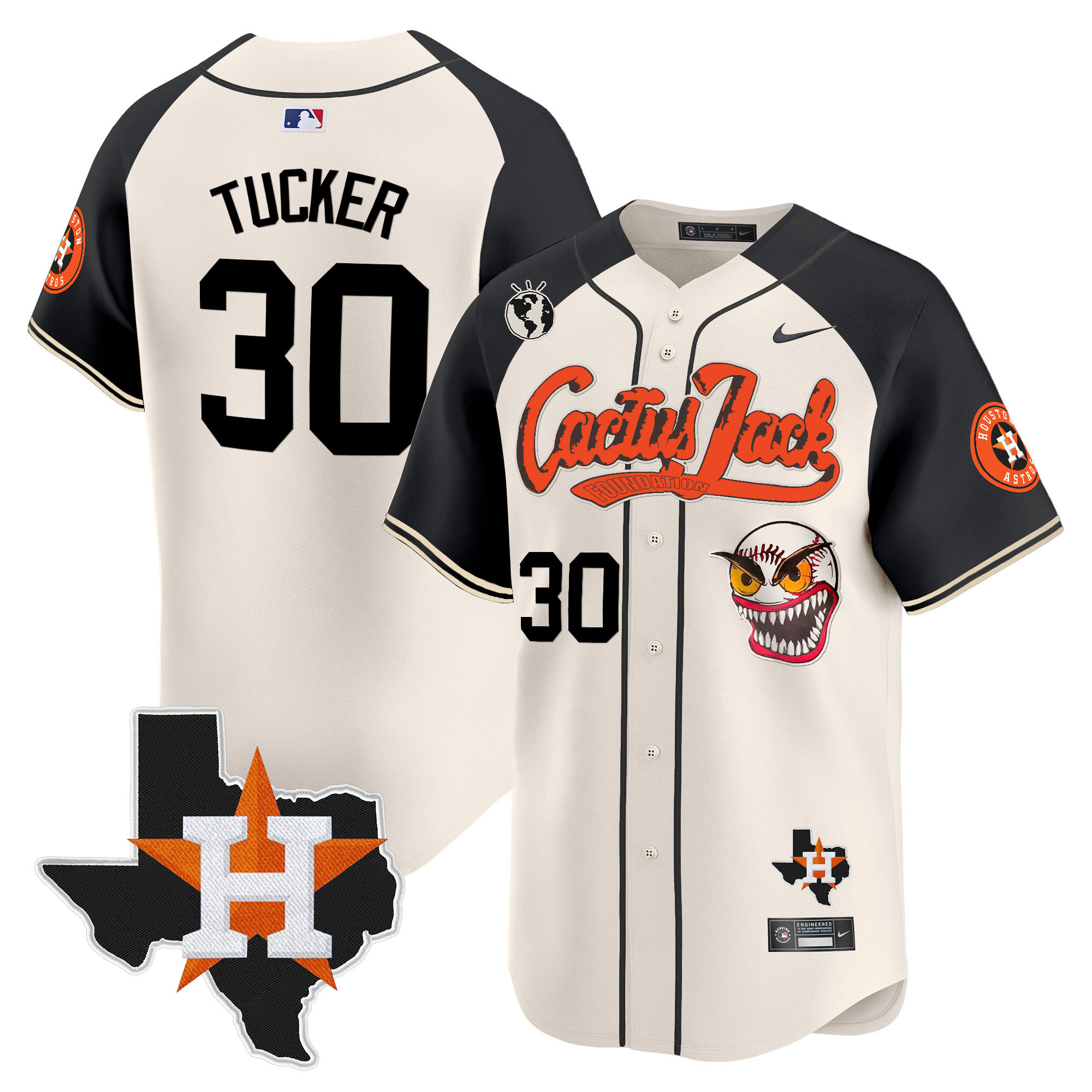 Kyle Tucker Men's Houston Astros Cactus Jack Patch Vapor Premier Limited V6 Cream Alternate Jersey - All Stitched