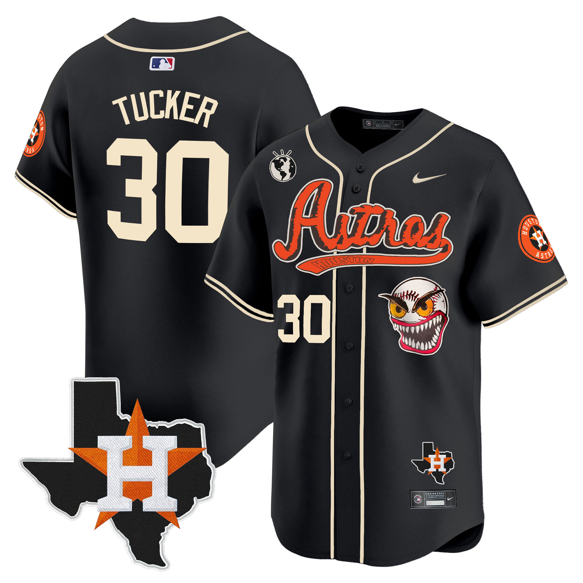 Kyle Tucker Men's Houston Astros Cactus Jack Style Vapor Premier Limited V2 Black Jersey - All Stitched