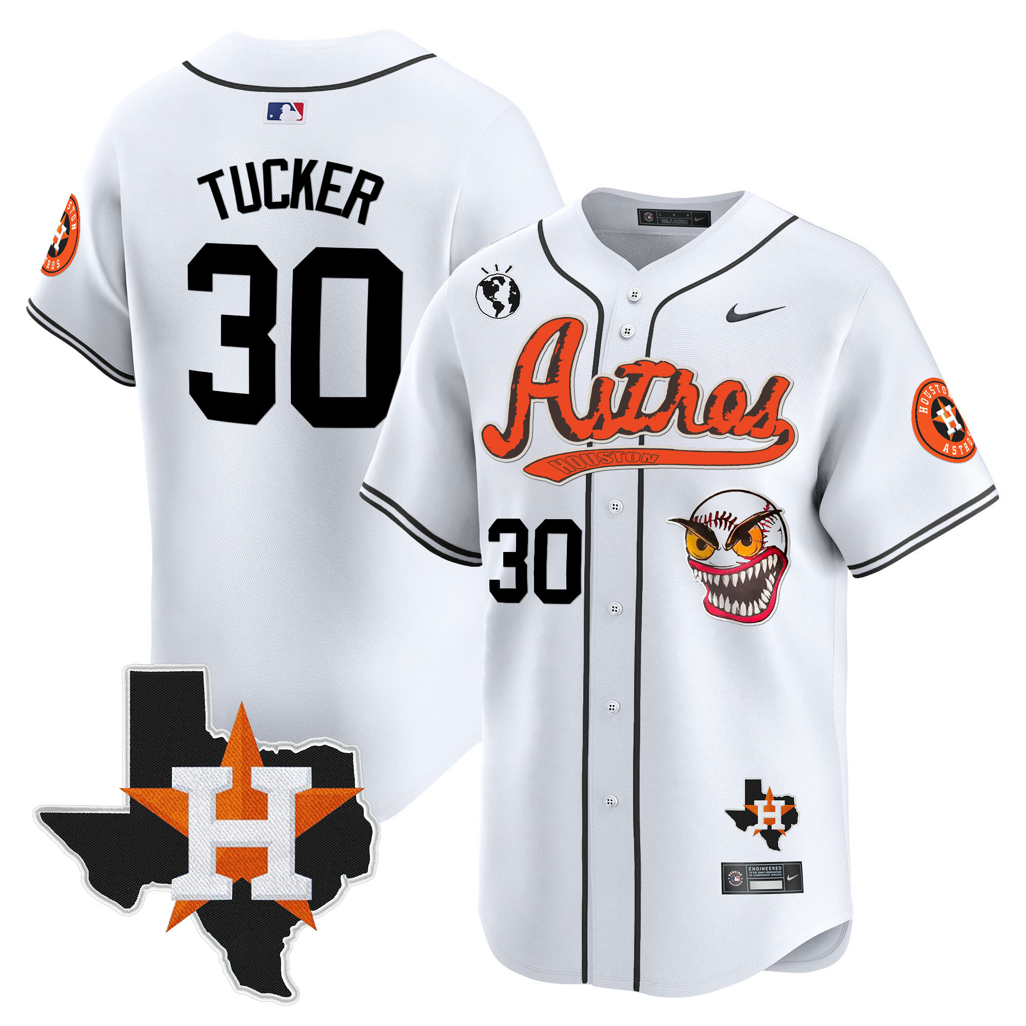 Kyle Tucker Men's Houston Astros Cactus Jack Style Vapor Premier Limited V2 White Jersey - All Stitched