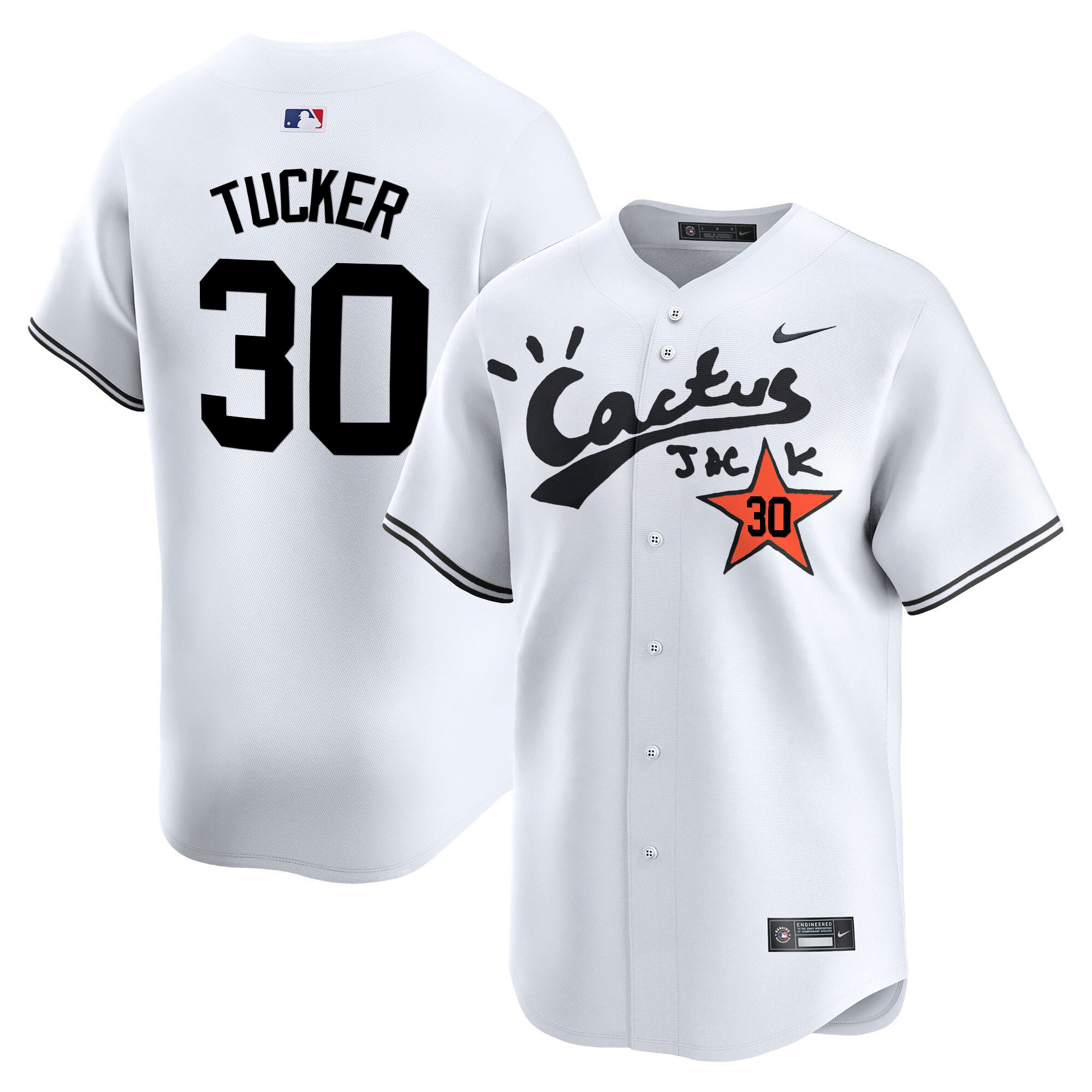 Kyle Tucker Men's Houston Astros Cactus Jack Vapor Premier Limited V2 White Jersey - All Stitched