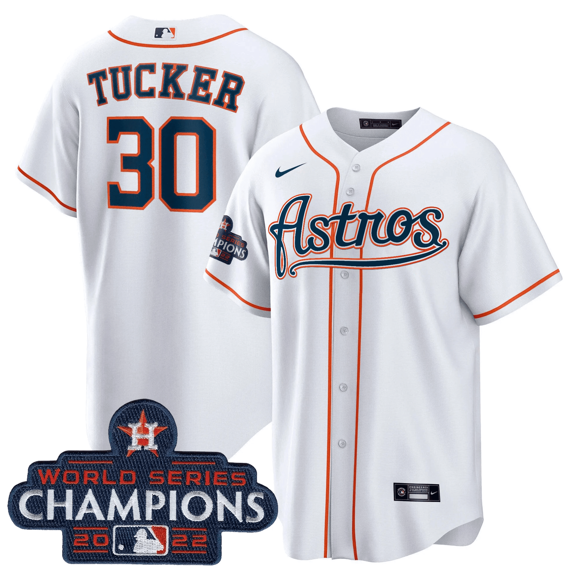 Kyle Tucker Men's Houston Astros Champions & Throwback Patch Gold V2 Cool Home Jersey - All Stitched
