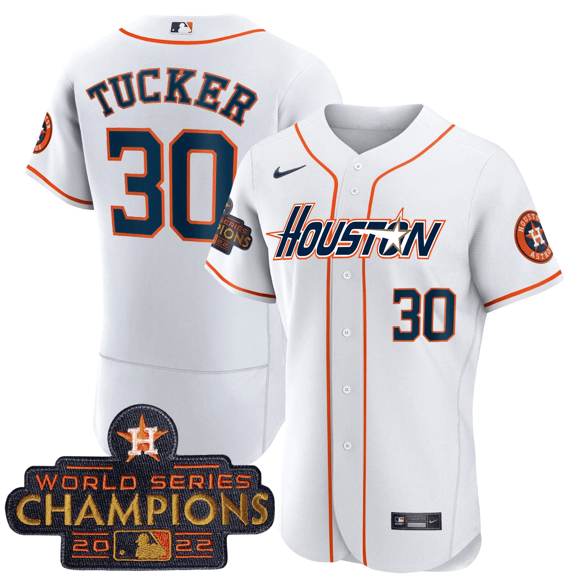 Kyle Tucker Men's Houston Astros Gray & Gold 2023 Champions Patch Flex Home Jersey - All Stitched