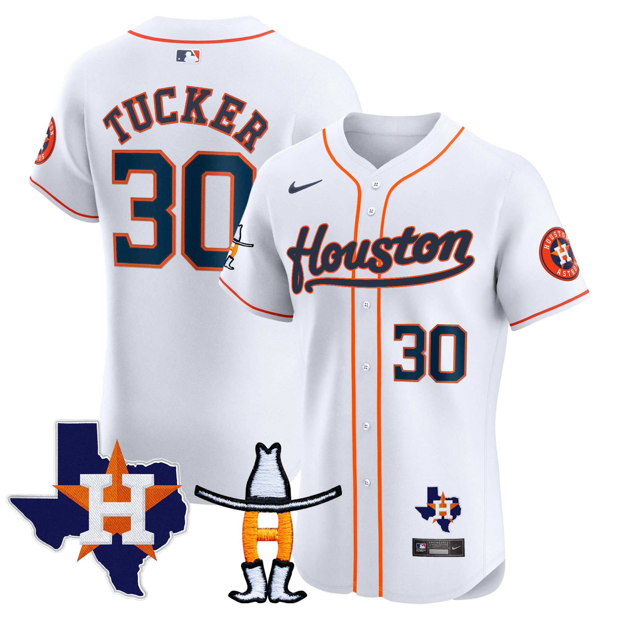 Kyle Tucker Men's Houston Astros Houston Rodeo Patch Vapor Premier Elite Home Jersey - All Stitched
