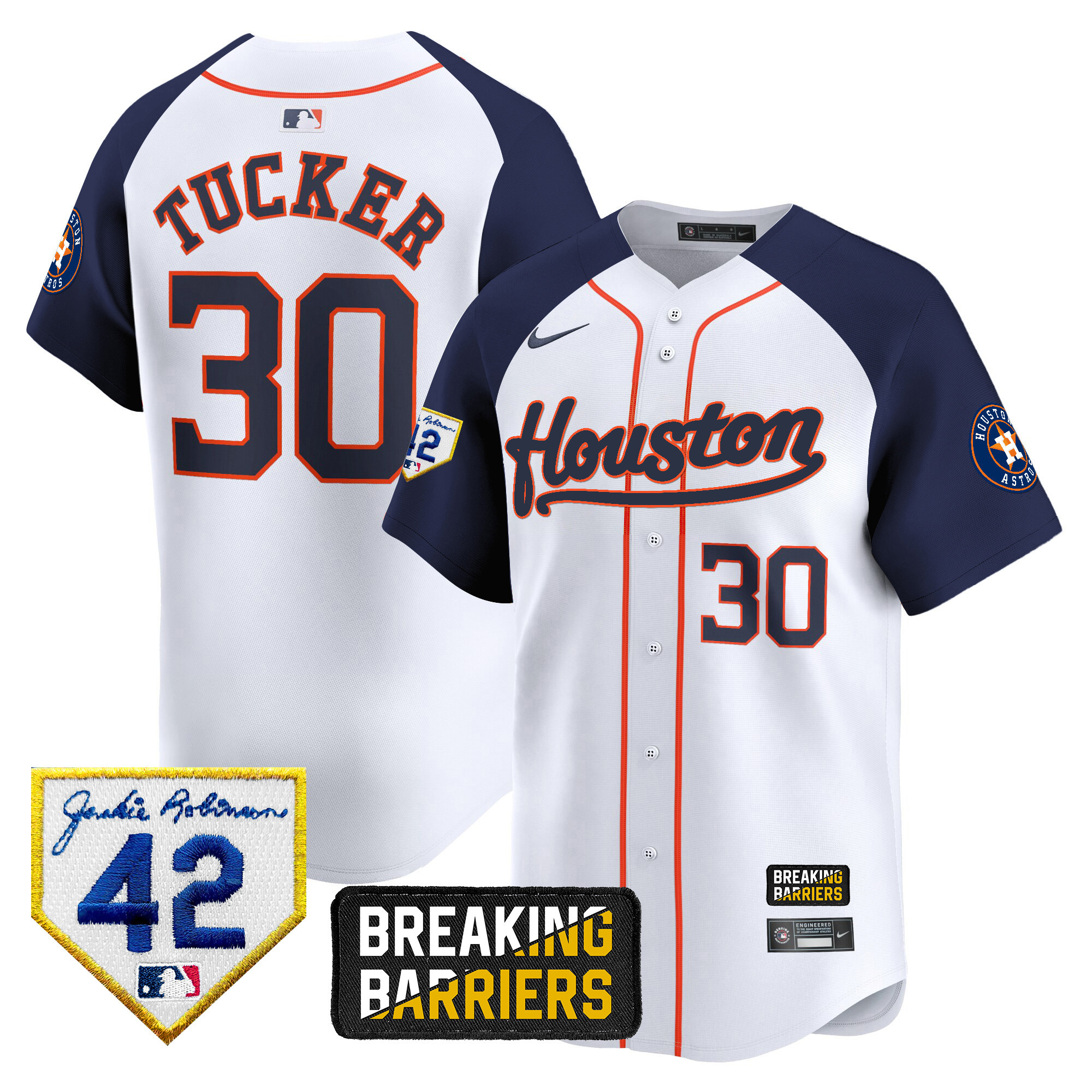 Kyle Tucker Men's Houston Astros Jackie Robinson Breaking Barriers Patch Vapor Premier Limited Alternate Jersey - All Stitched