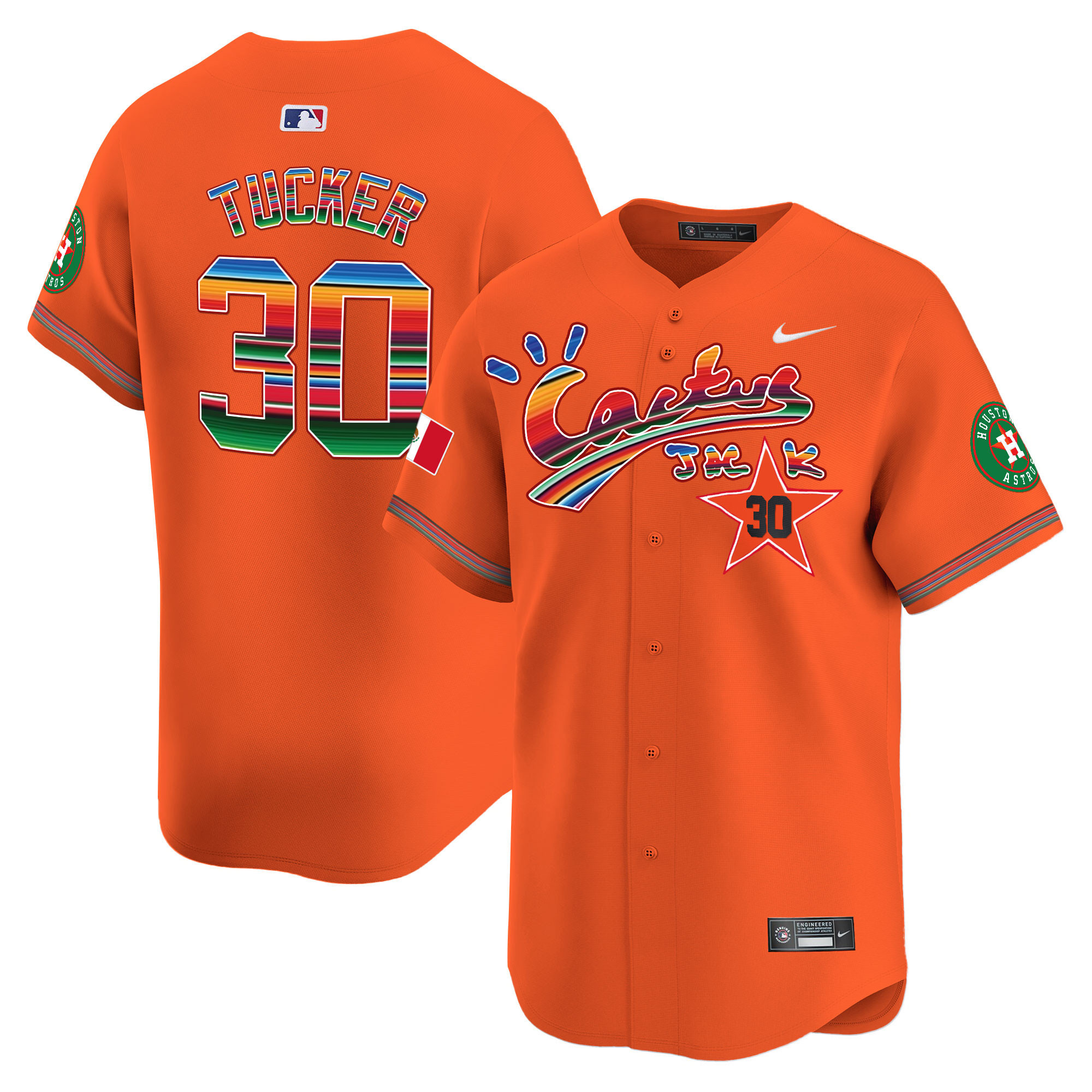 Kyle Tucker Men's Houston Astros Mexico Cactus Jack Vapor Premier Limited Orange Jersey - All Stitched