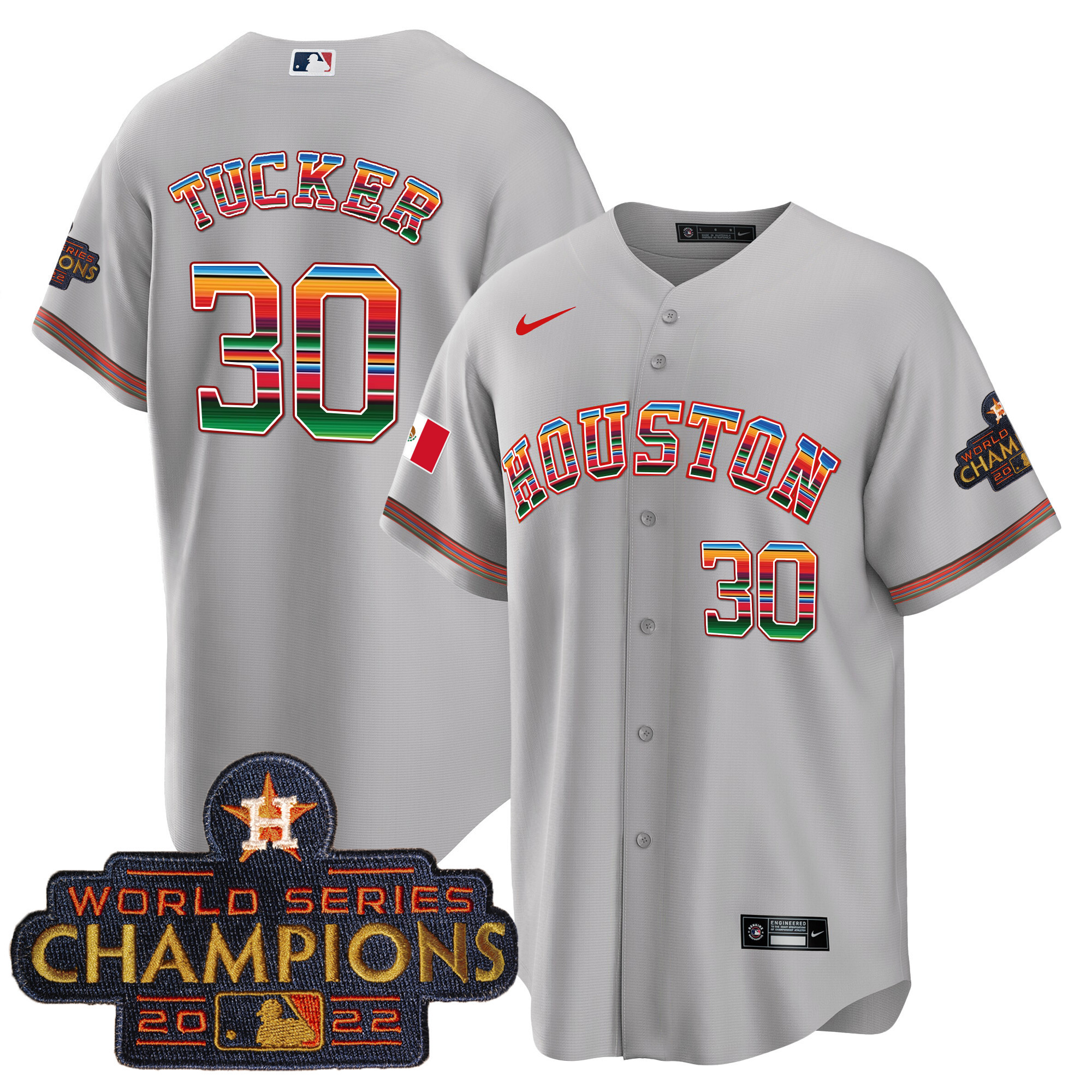Kyle Tucker Men's Houston Astros Mexico Cool Base Limited V2 Gray Jersey - All Stitched