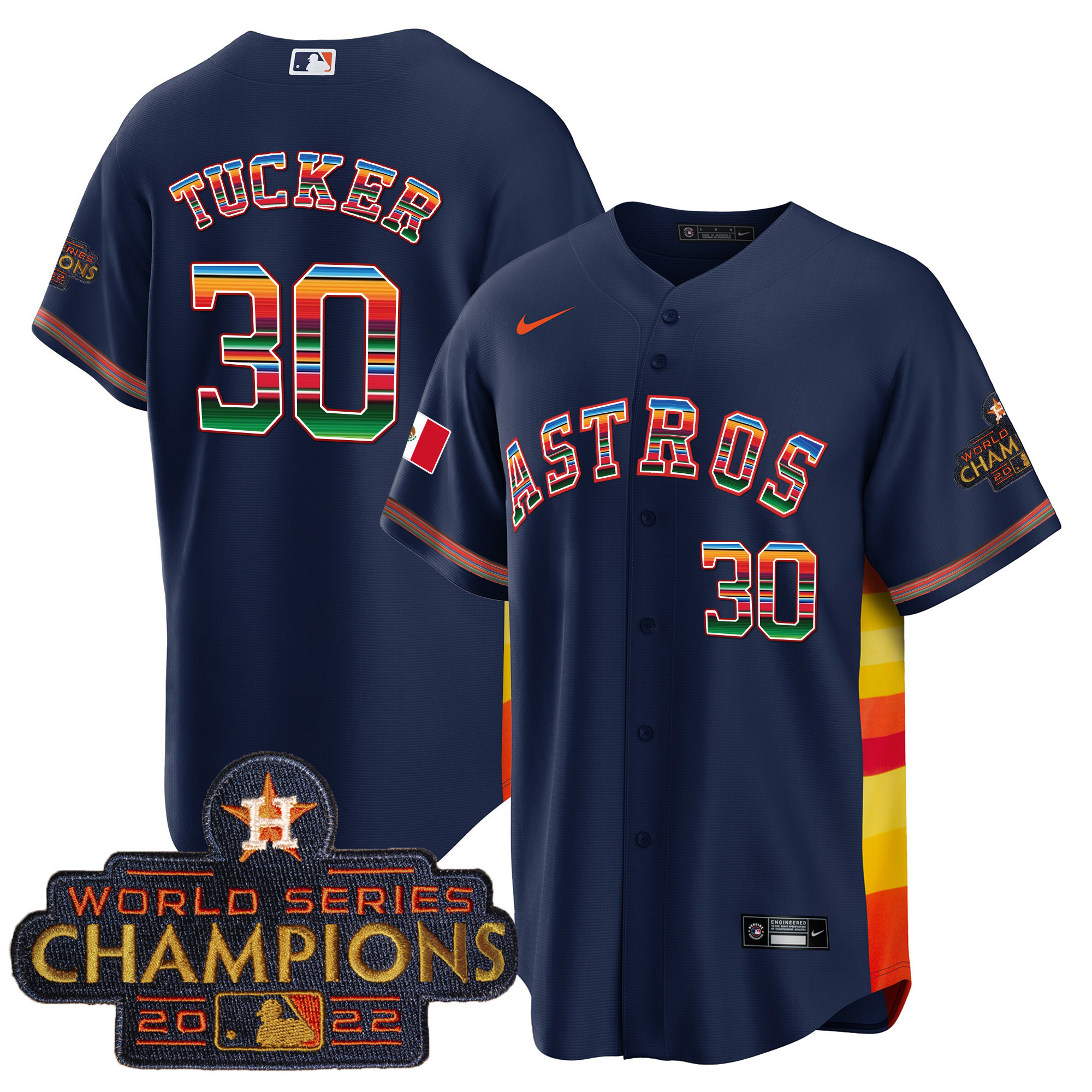 Kyle Tucker Men's Houston Astros Mexico Cool Base Limited V2 Navy Alternate Jersey - All Stitched