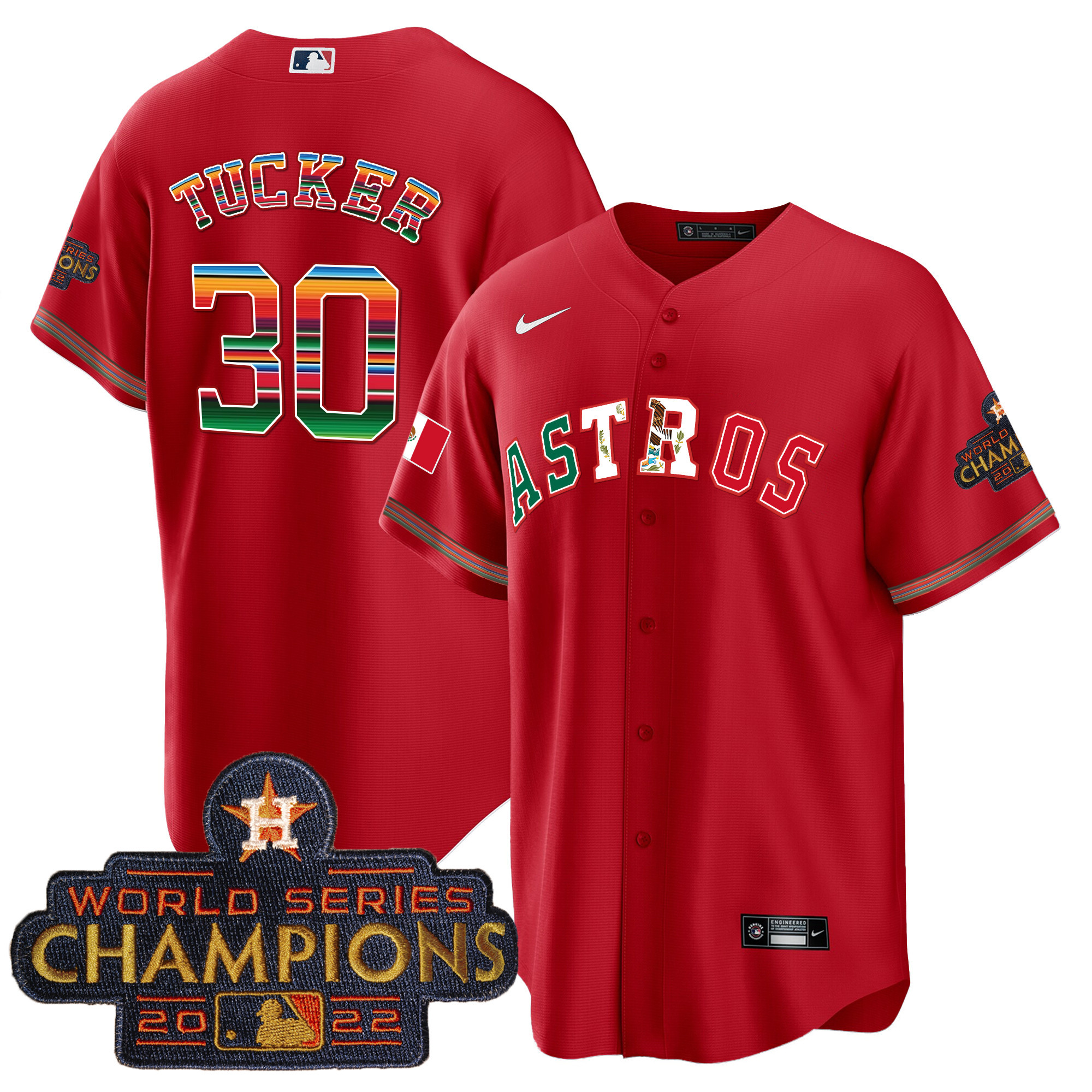 Kyle Tucker Men's Houston Astros Mexico Cool Base Limited V3 Red Jersey - All Stitched