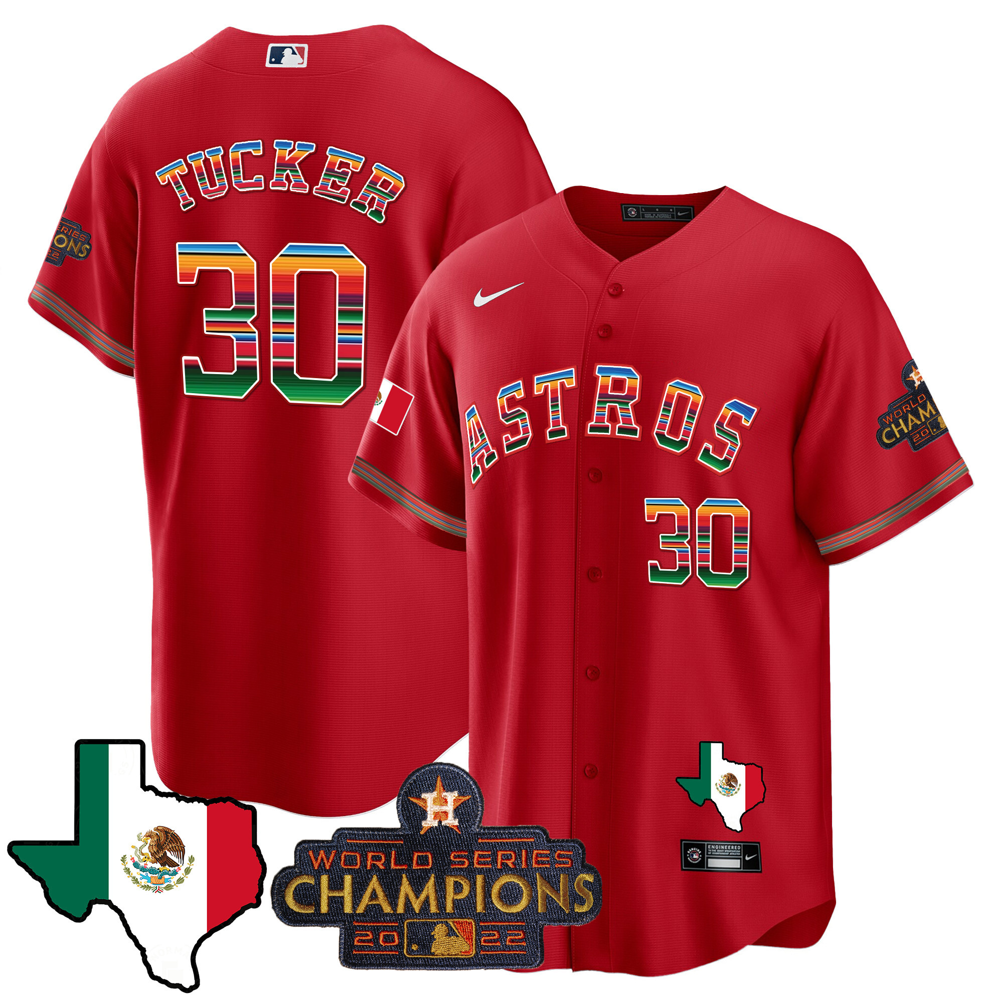 Kyle Tucker Men's Houston Astros Mexico Texas Map Cool Base Red Jersey - All Stitched