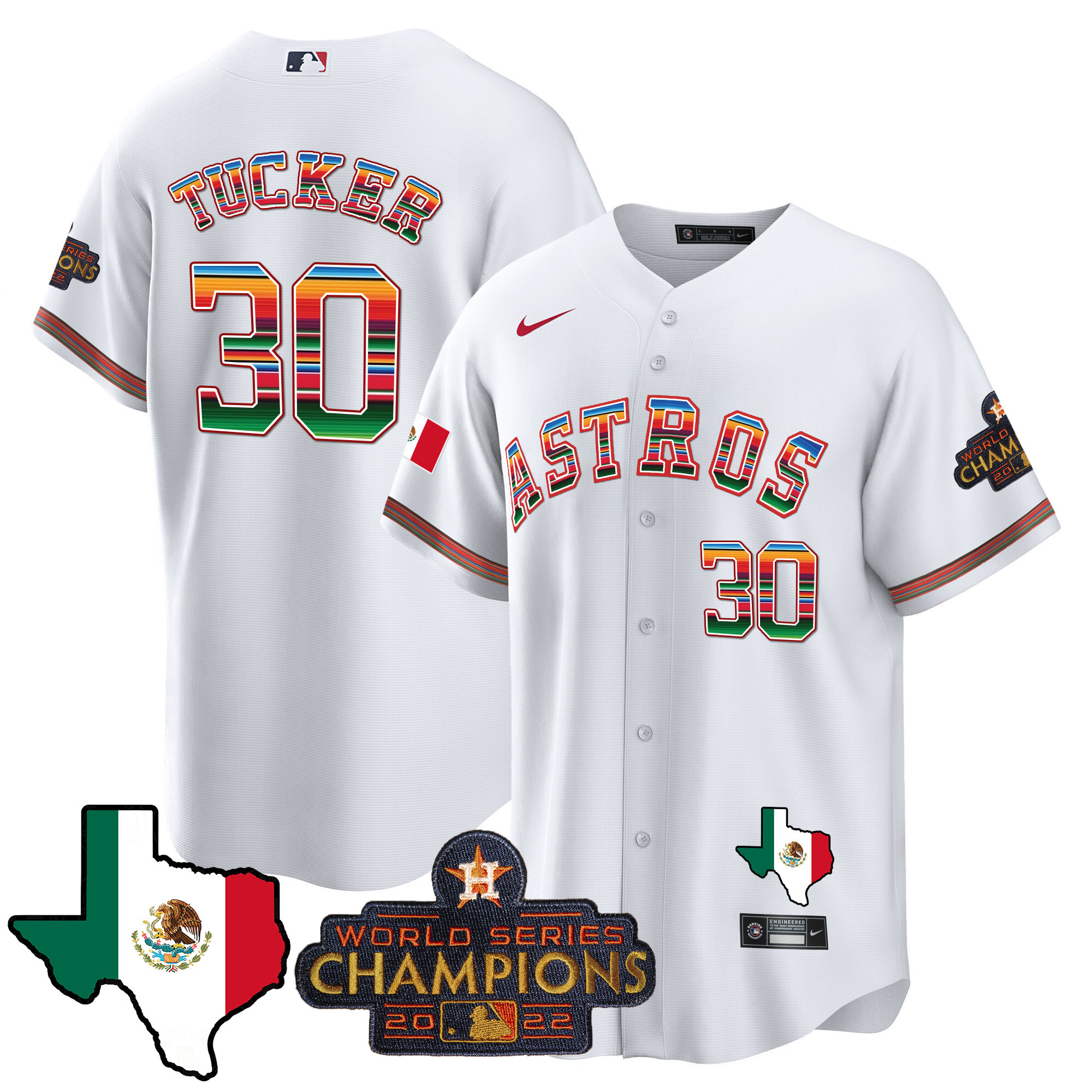 Kyle Tucker Men's Houston Astros Mexico Texas Map Cool Base White Jersey - All Stitched