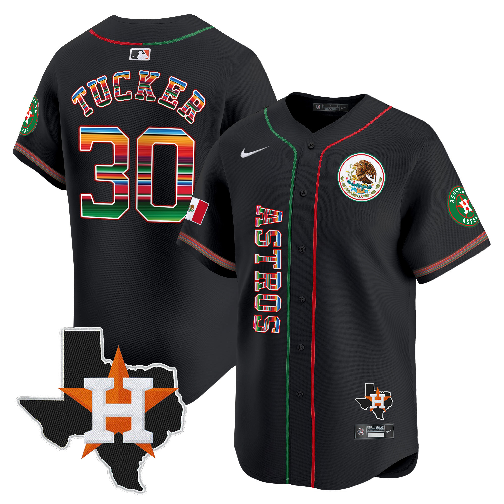 Kyle Tucker Men's Houston Astros Mexico Vapor Premier Limited V4 Black Jersey - All Stitched