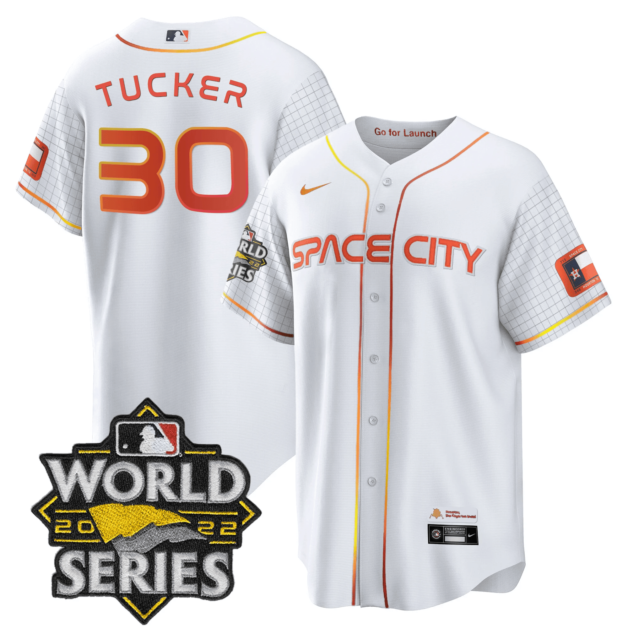 Kyle Tucker Men's Houston Astros Space City Black & White Cool White Jersey - All Stitched