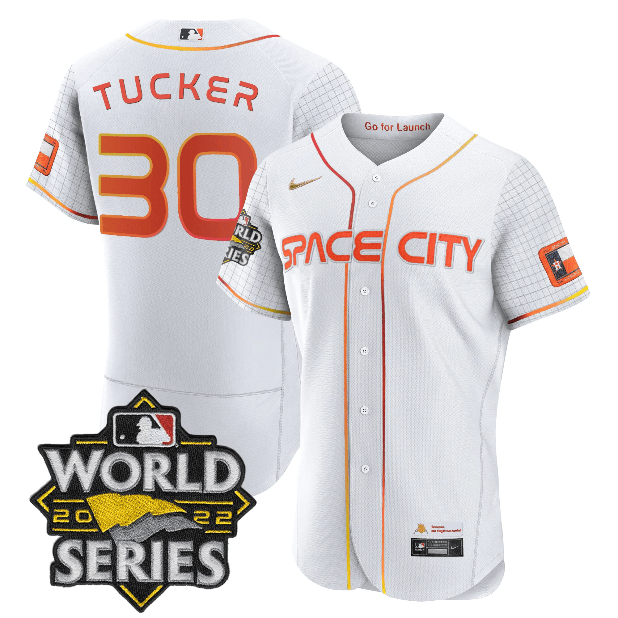 Kyle Tucker Men's Houston Astros Space City Black & White Flex White Jersey - All Stitched