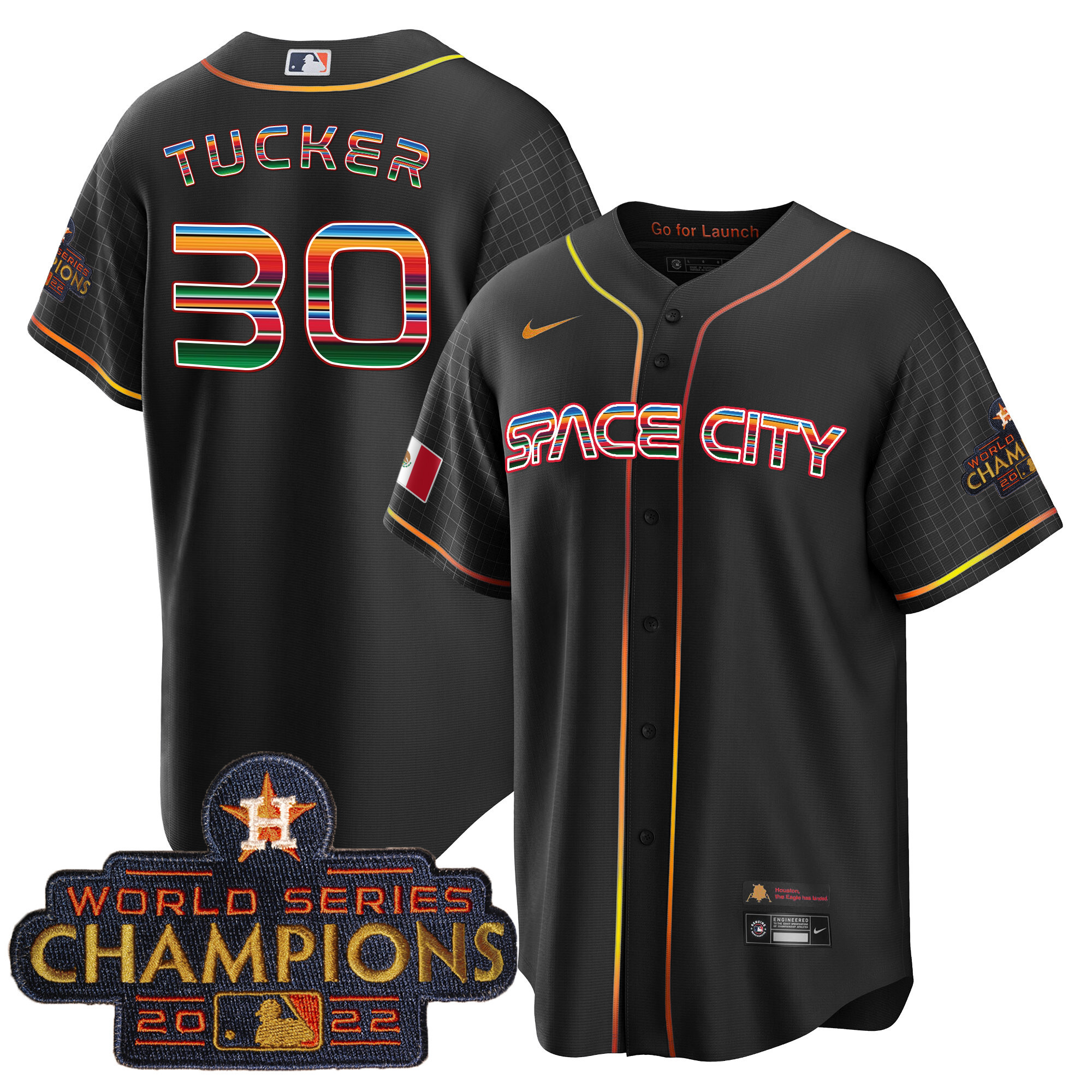Kyle Tucker Men's Houston Astros Space City Mexico Cool Base Black Jersey - All Stitched