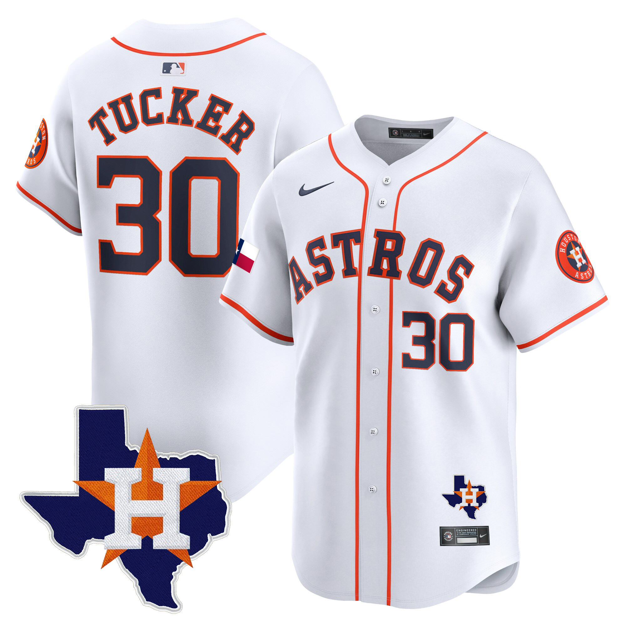Kyle Tucker Men's Houston Astros Texas Patch Vapor Premier Limited Home Jersey - All Stitched