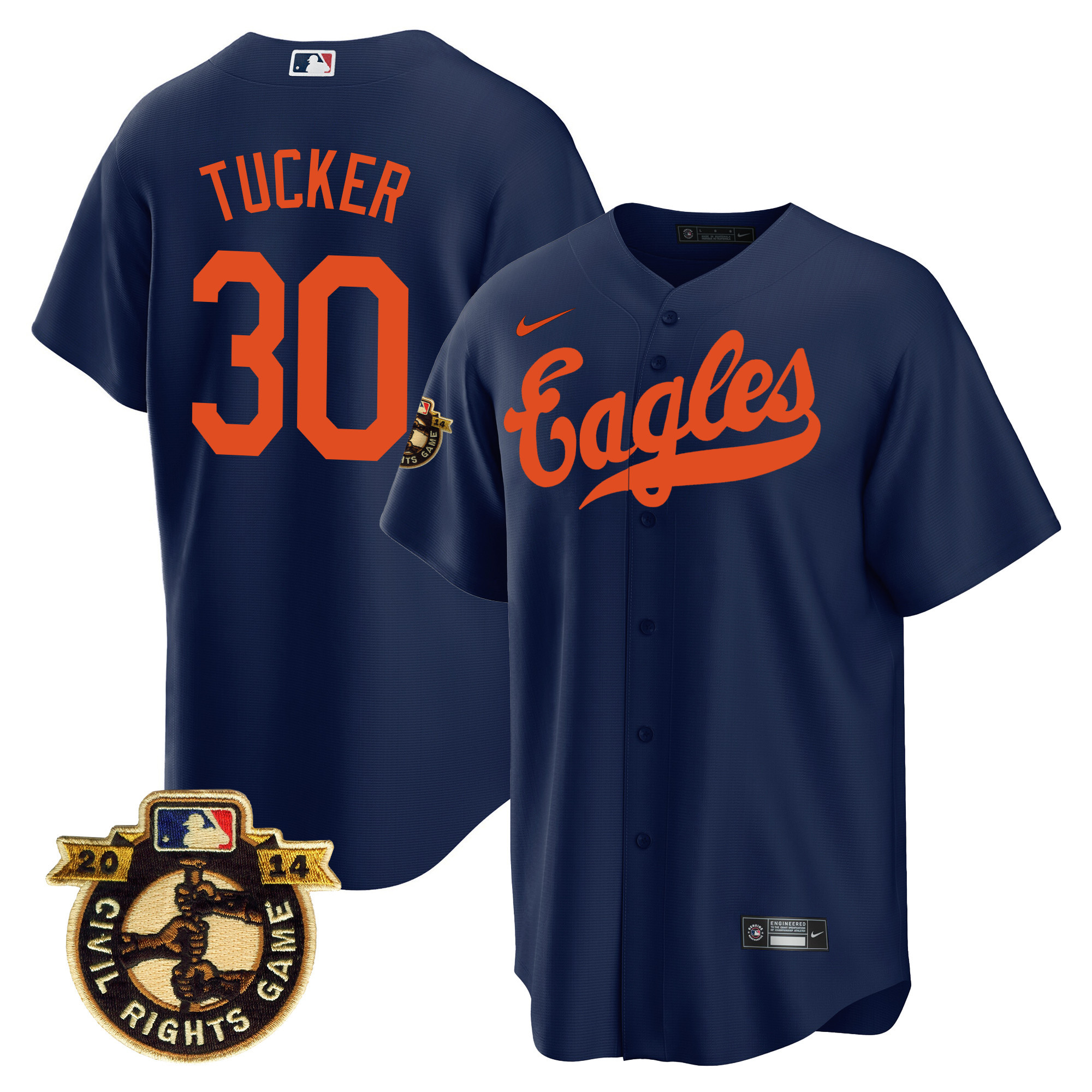 Kyle Tucker Men's Houston Astros Throwback 1950 Houston Eagles Navy Jersey - All Stitched
