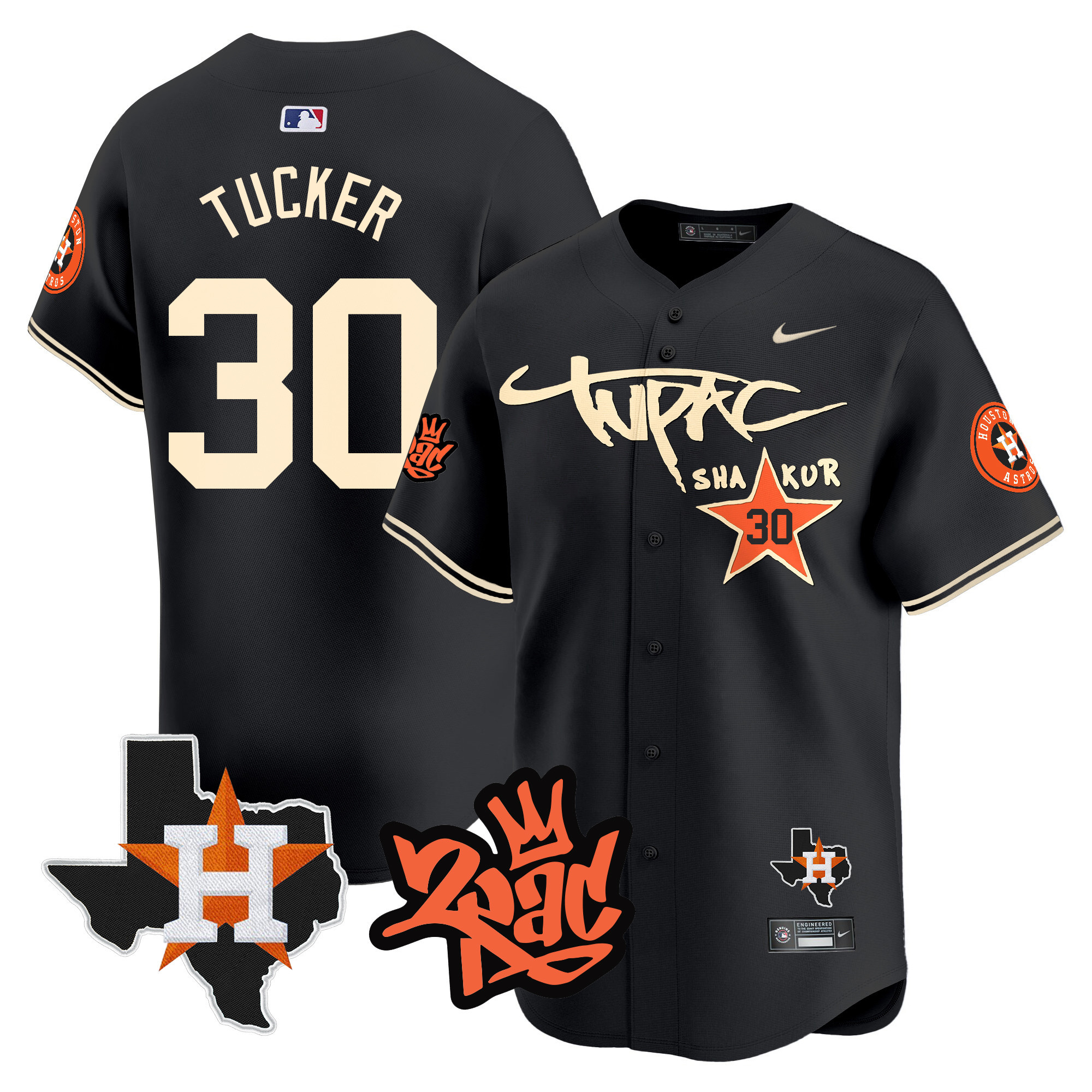 Kyle Tucker Men's Houston Astros Tupac Shakur Vapor Premier Limited Black Jersey - All Stitched