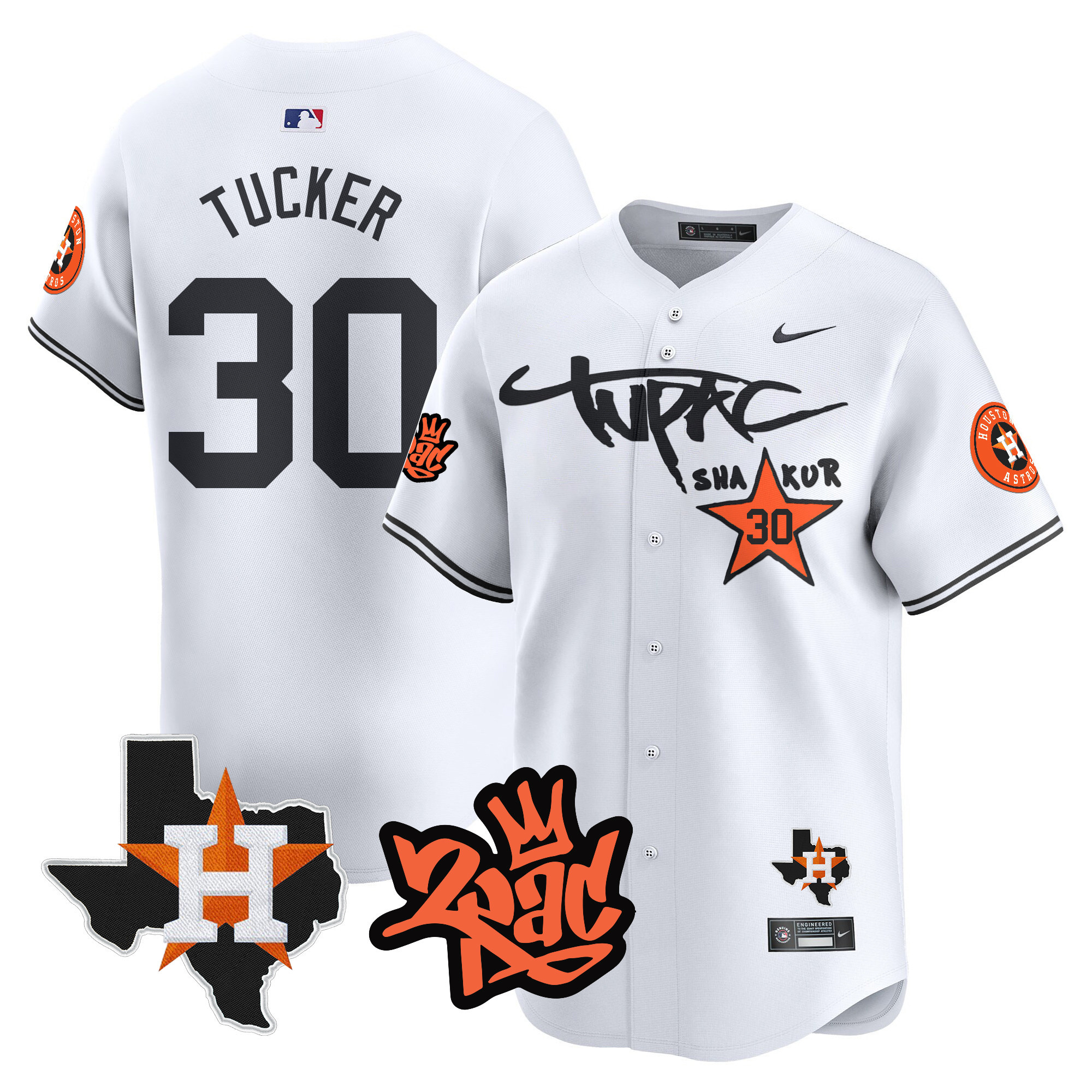 Kyle Tucker Men's Houston Astros Tupac Shakur Vapor Premier Limited White Jersey - All Stitched