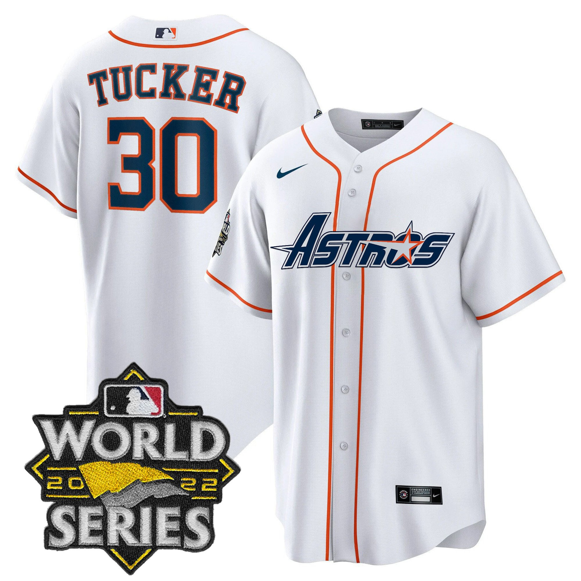 Kyle Tucker Men's Houston Astros World Series & Throwback Patch Gold Cool Home Jersey - All Stitched