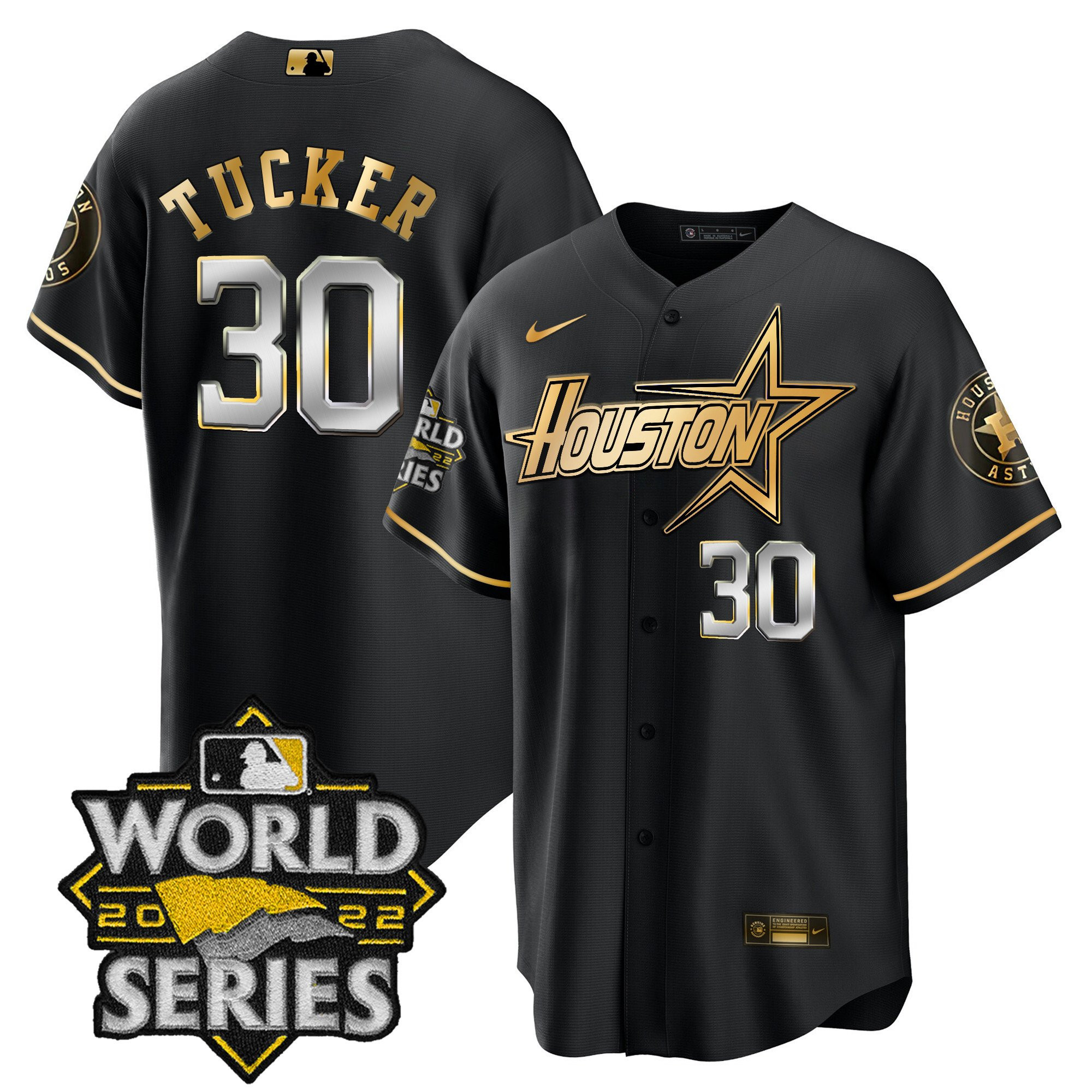 Kyle Tucker Men's Houston Astros World Series Black Gold Special Cool Black Jersey - All Stitched