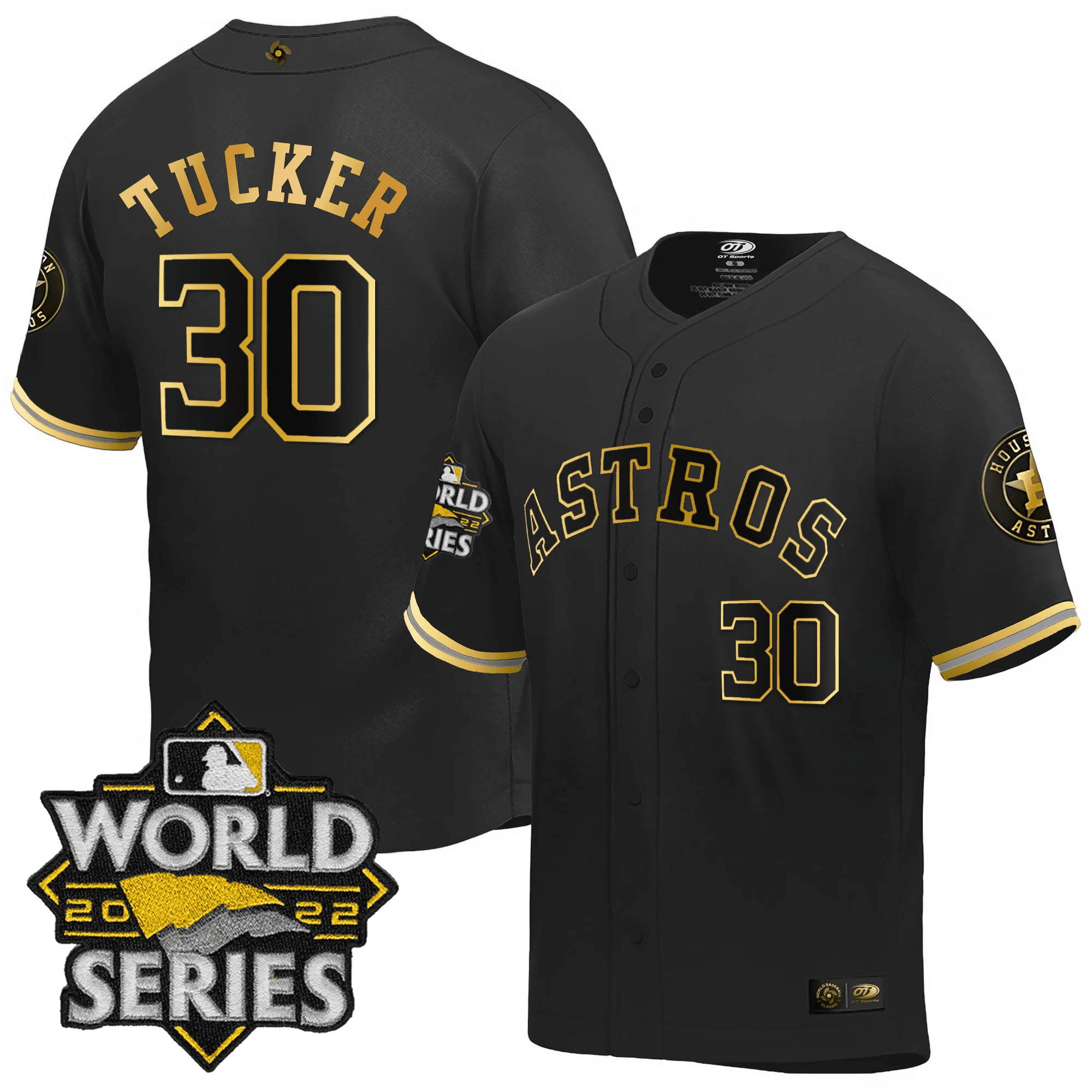 Kyle Tucker Men's Houston Astros World Series Classic Black Gold Jersey - All Stitched
