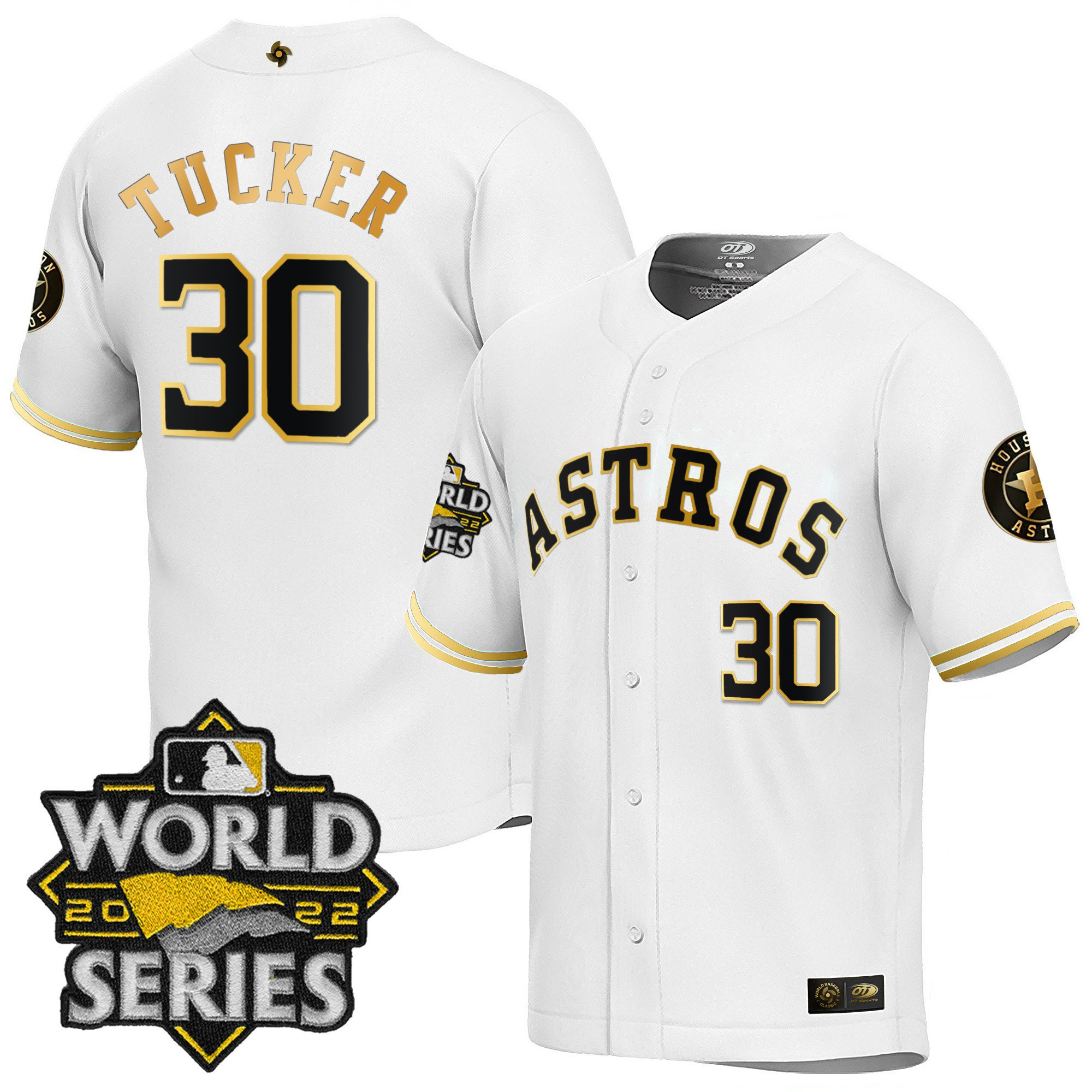 Kyle Tucker Men's Houston Astros World Series Classic White Gold Jersey - All Stitched