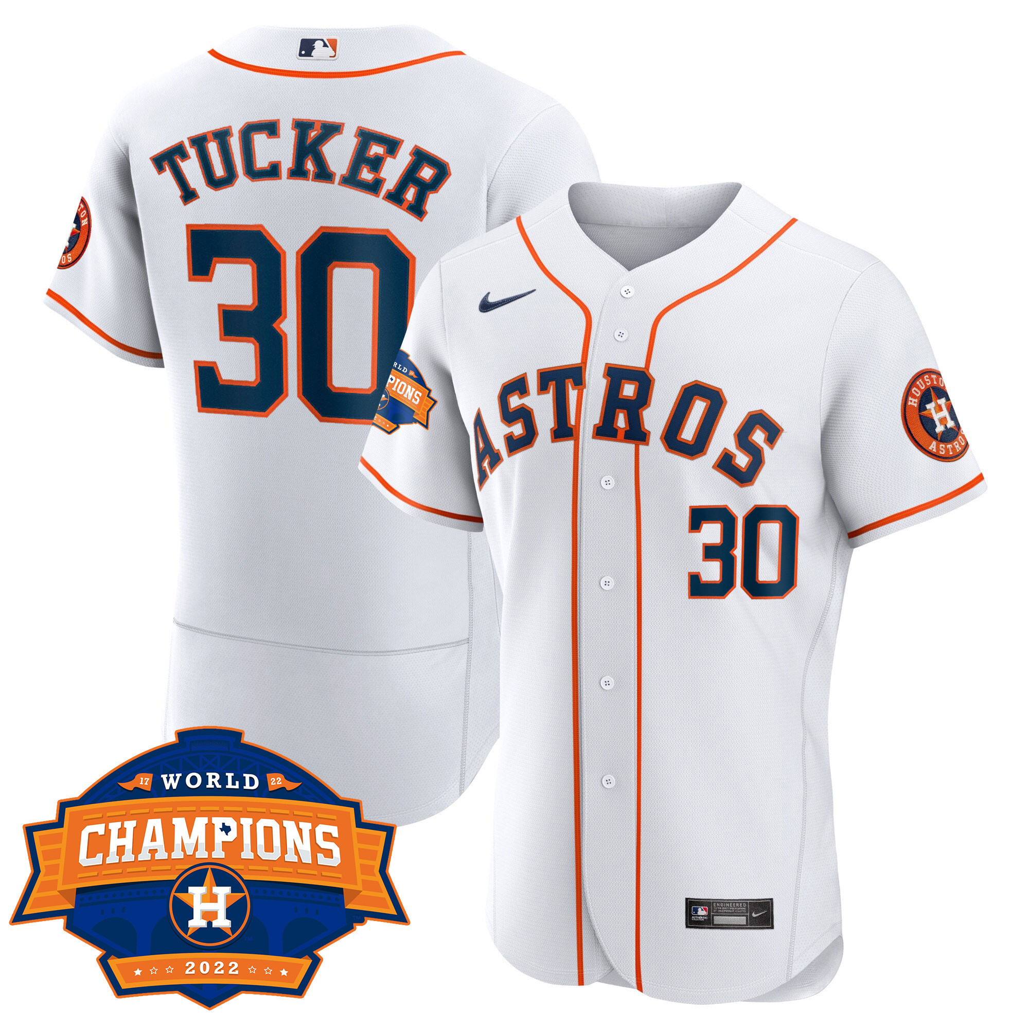 Kyle Tucker Women's Houston Astros 2022 World Series Champions Patch Limited Flex Home Jersey - All Stitched