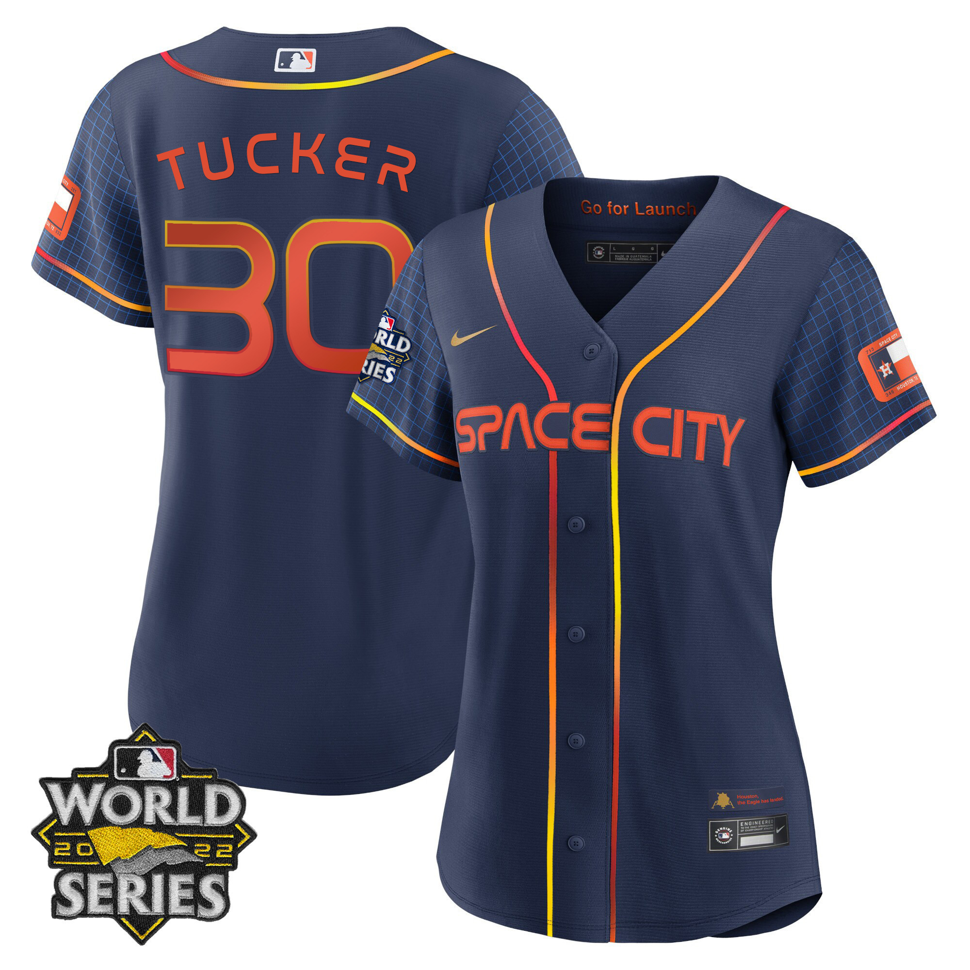 Kyle Tucker Women's Houston Astros 2022 World Series Player Cool Space City Jersey - All Stitched