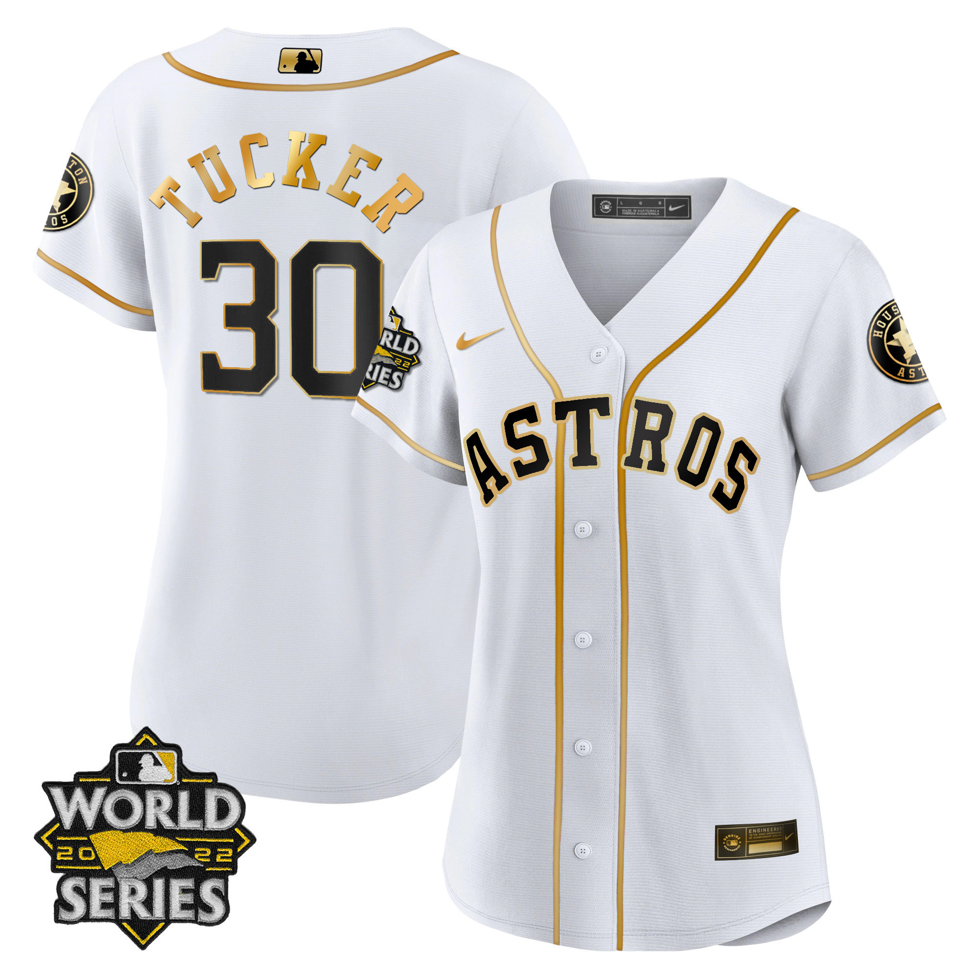 Kyle Tucker Women's Houston Astros 2022 World Series Player Cool White Jersey - All Stitched