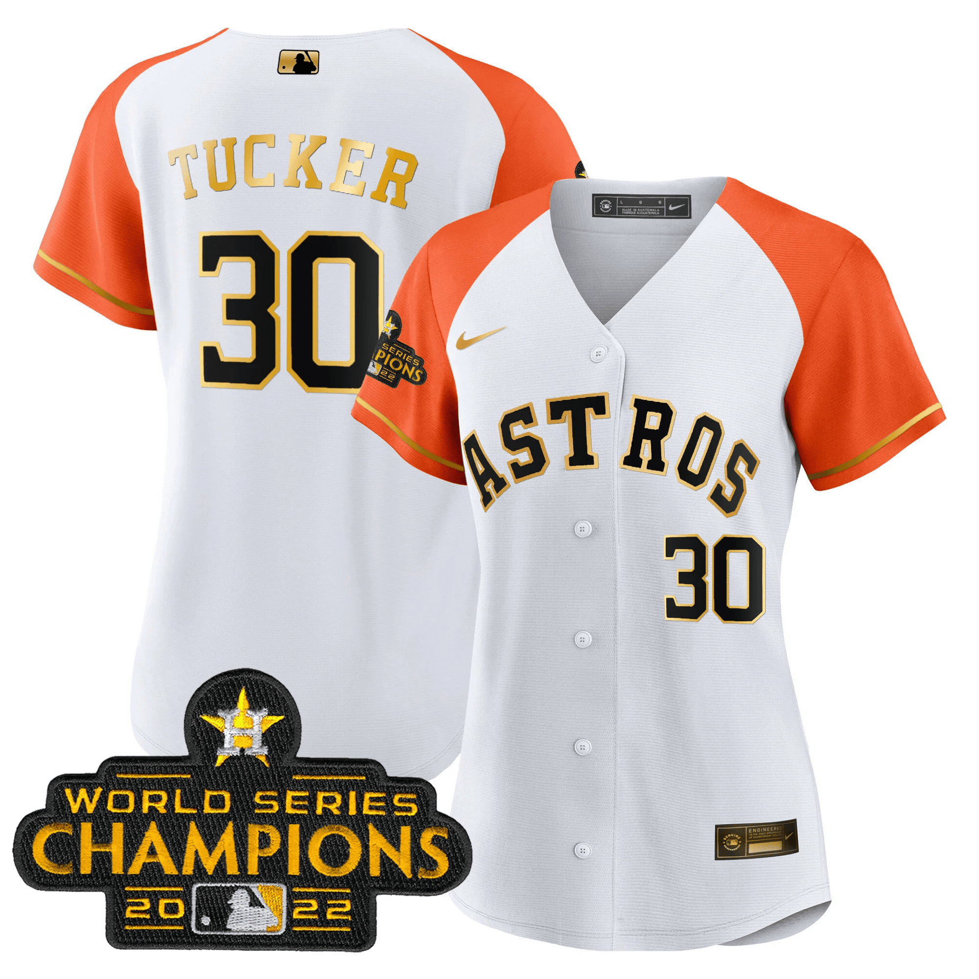 Kyle Tucker Women's Houston Astros 2023 Gold Alternate Baseball Orange White Jersey - All Stitched