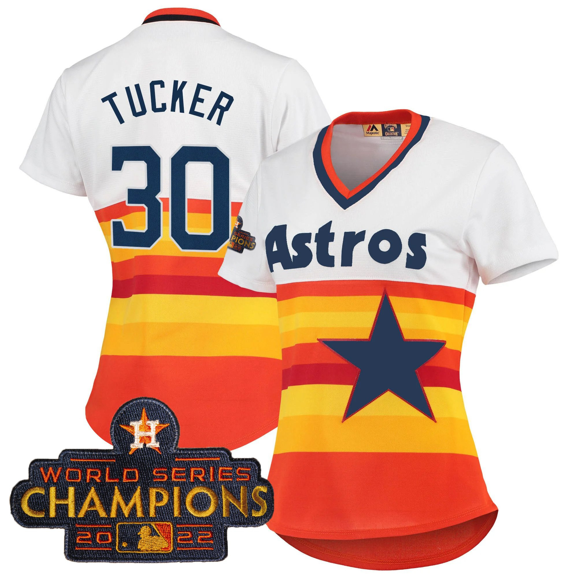 Kyle Tucker Women's Houston Astros 2023 Gold Rush Collection 1980's Throwback Jersey - All Stitched