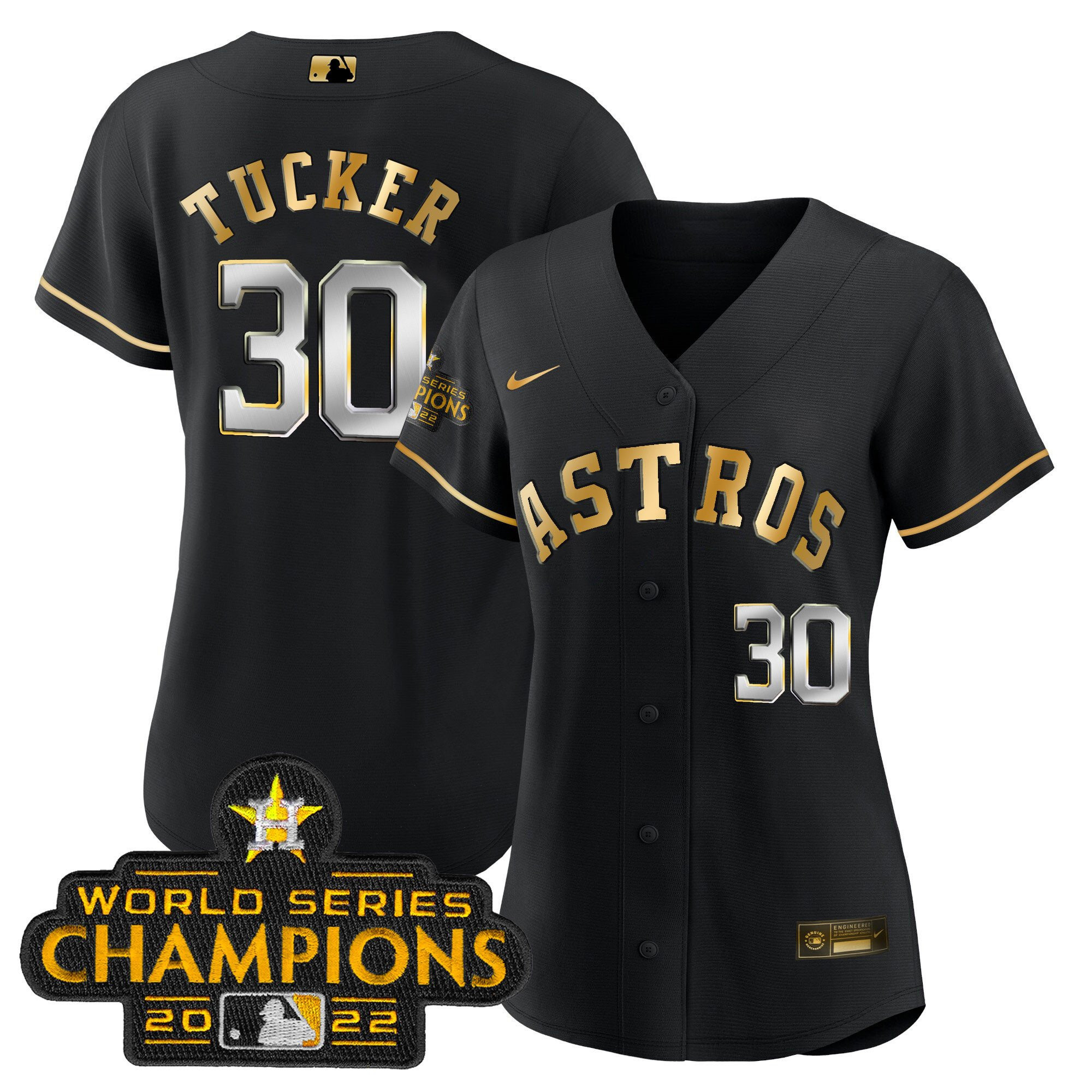 Kyle Tucker Women's Houston Astros 2023 Gold Rush Collection Black Gold Jersey - All Stitched