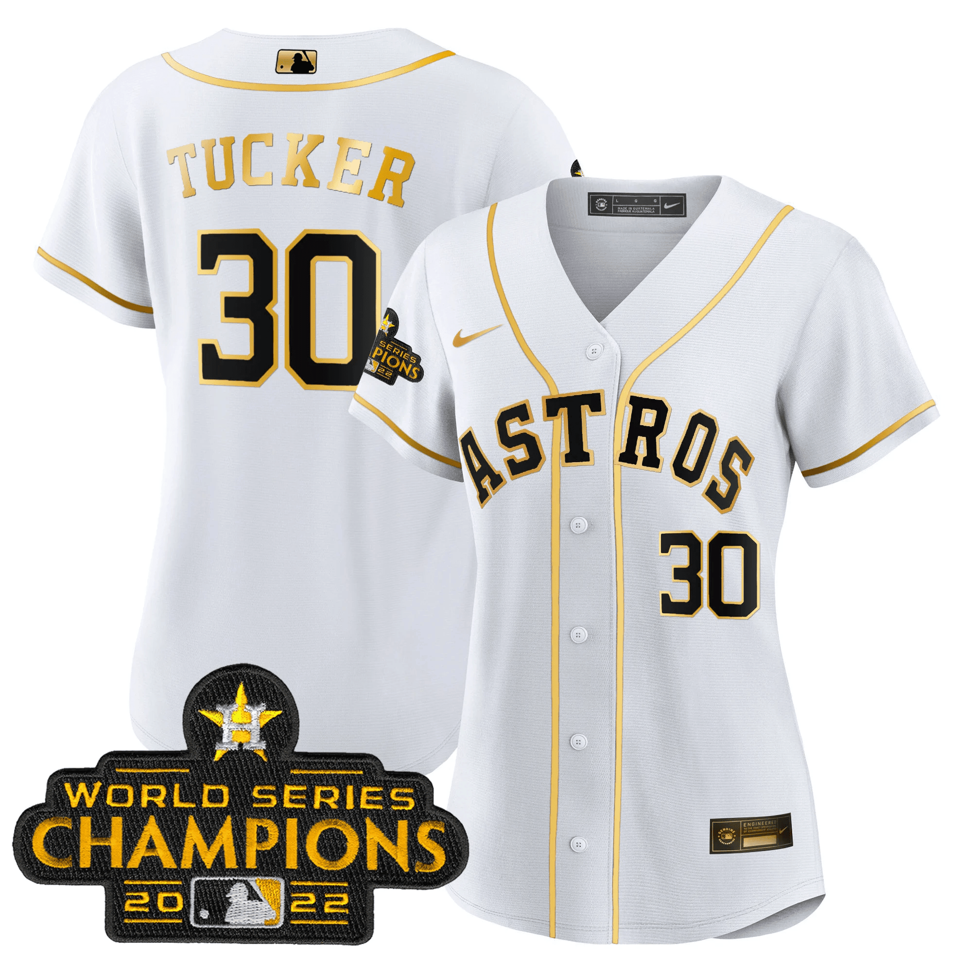 Kyle Tucker Women's Houston Astros 2023 Gold Rush Collection White Gold Jersey - All Stitched
