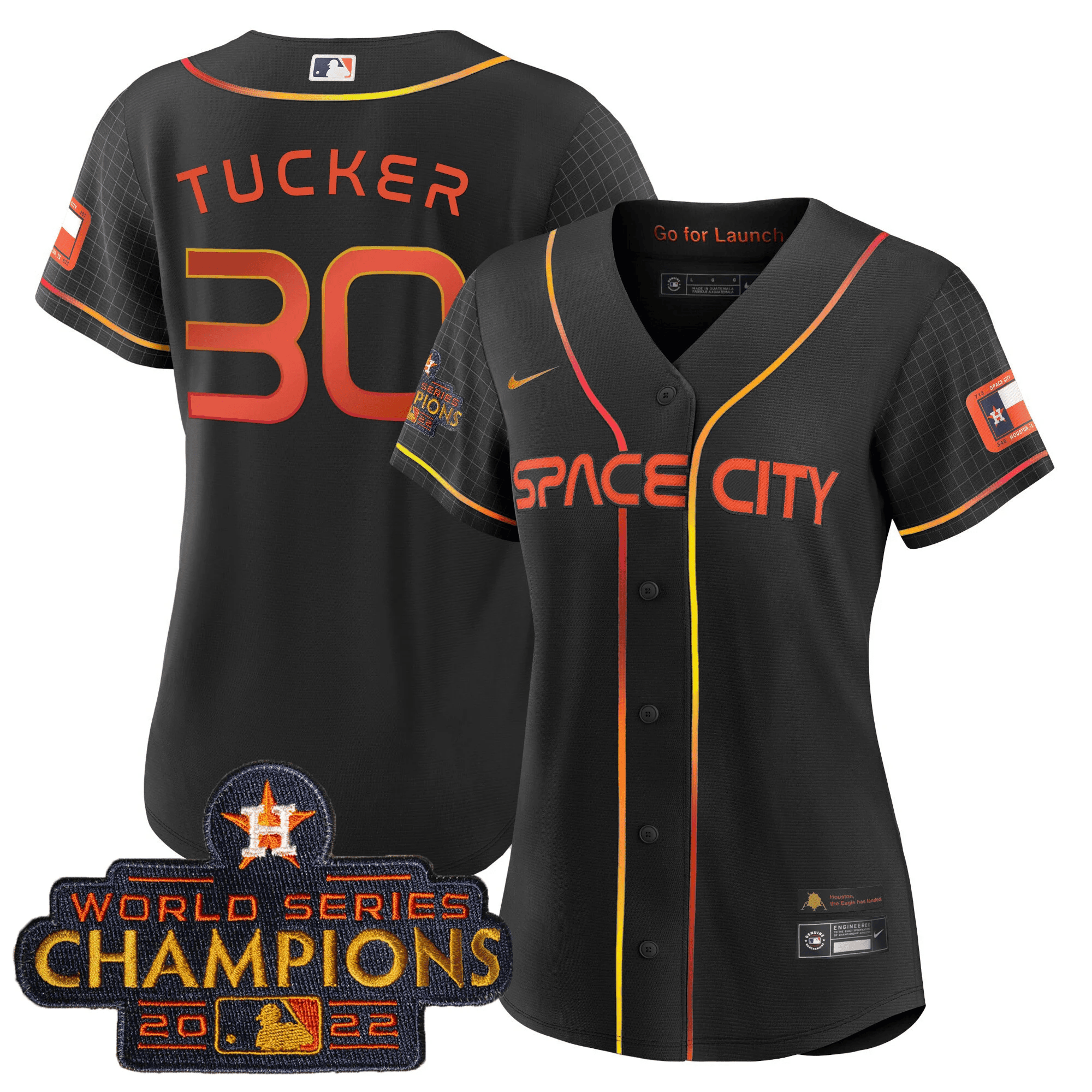 Kyle Tucker Women's Houston Astros 2023 Space City Champions Black Jersey - All Stitched